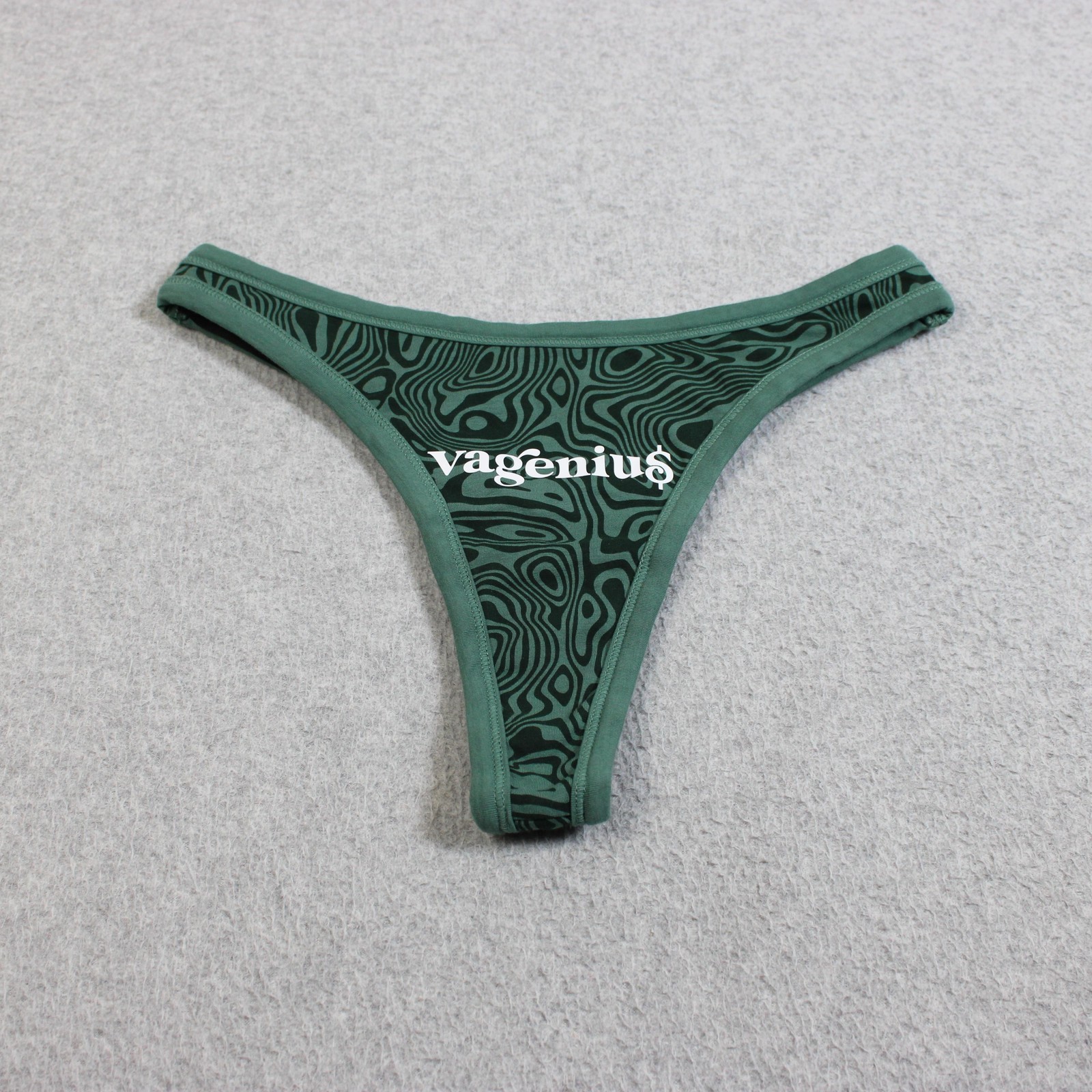 Discreture Panties Women Medium Green Vageniu$ Thong High Leg Organic Cotton