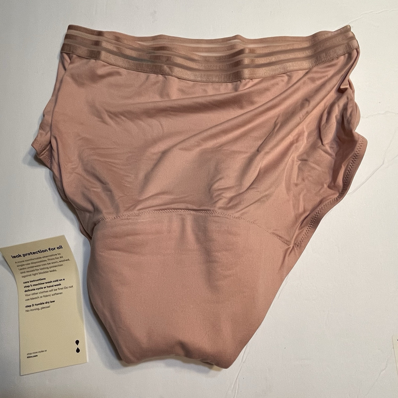 Thinx Leaks Underwear Reusable Bladder Leak Hi-Waist Light Absorbency Rose Med