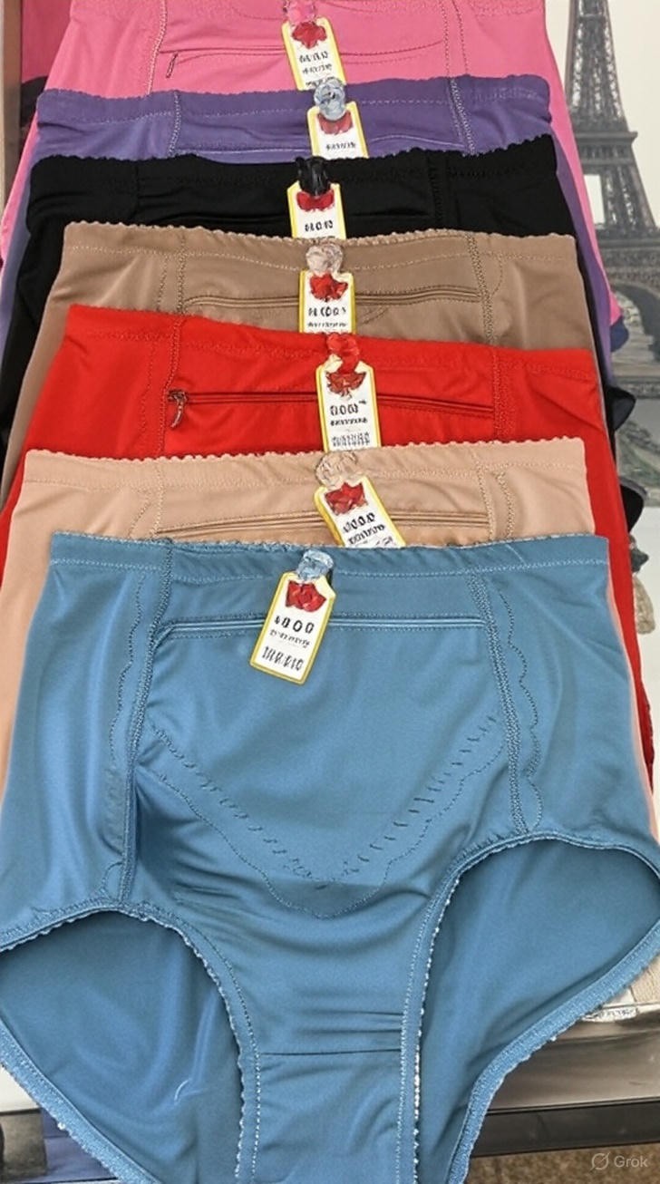 6 HIGH WAIST BRIEFS GIRDLES PANTIES TUMMY CONTROL ZIPPER TRAVEL SAFE POCKET Ast