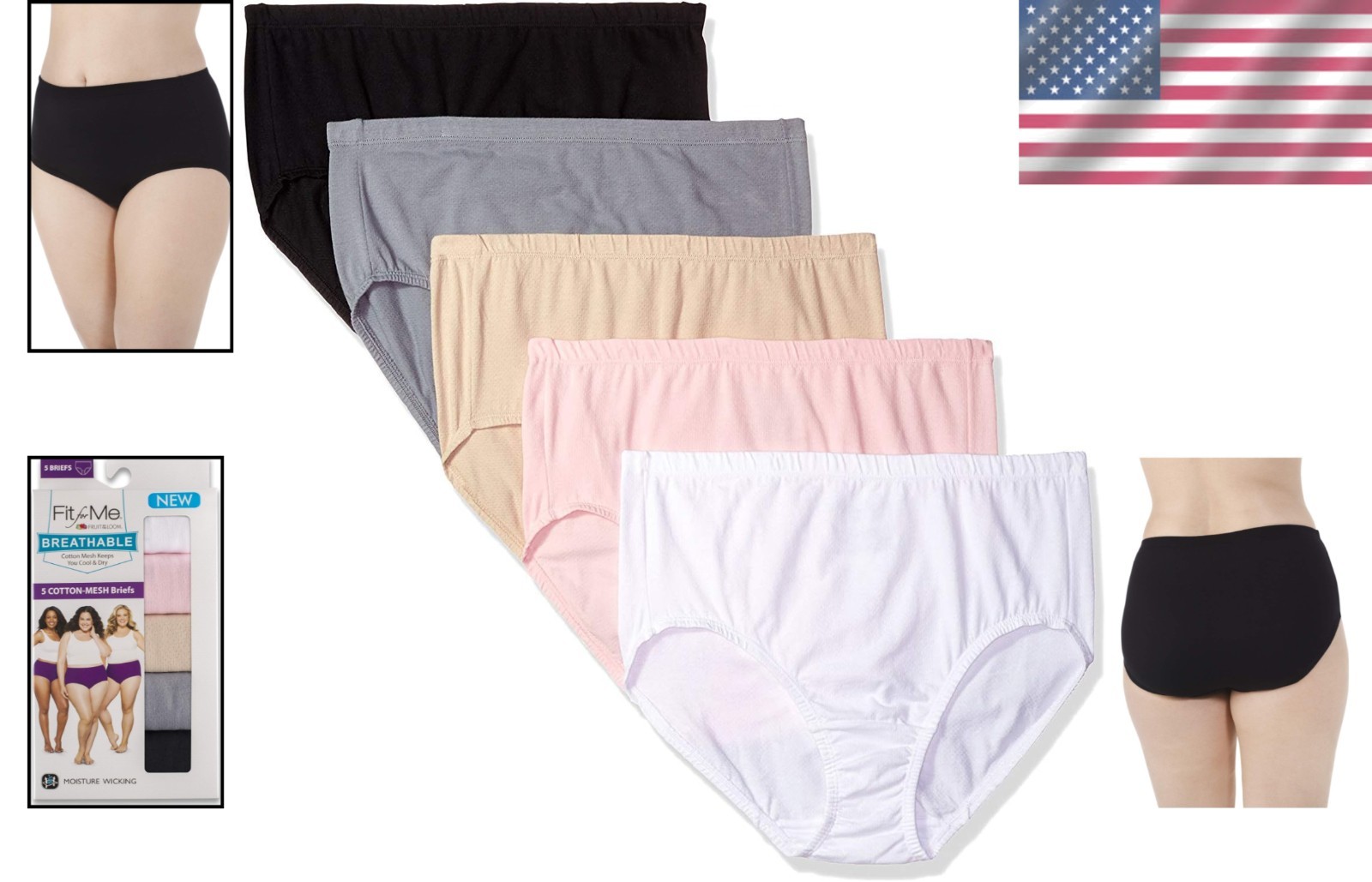 Ultimate Comfort: Women’s Plus-Size 5 Pack Breathable Briefs in Assorted Colors