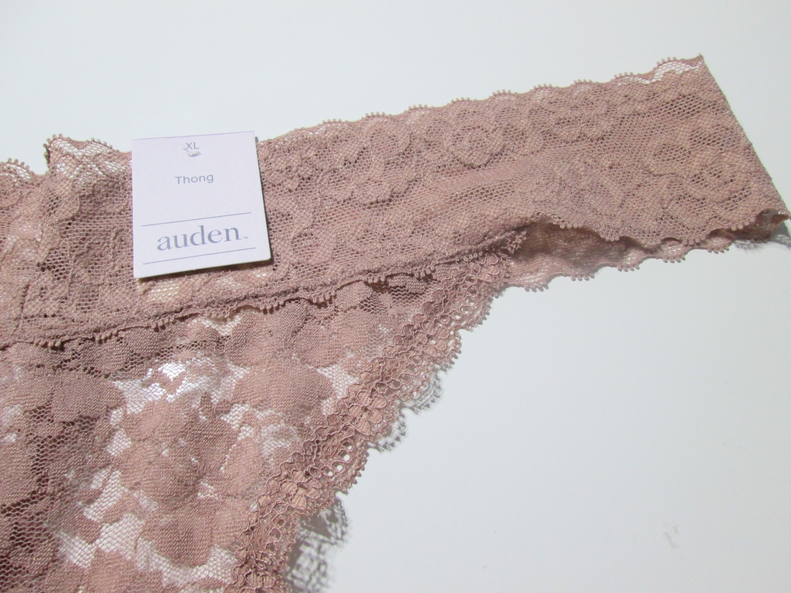 NWT Auden Womens Size XL Panty Dusty Rose Thong Floral Lace Lingerie