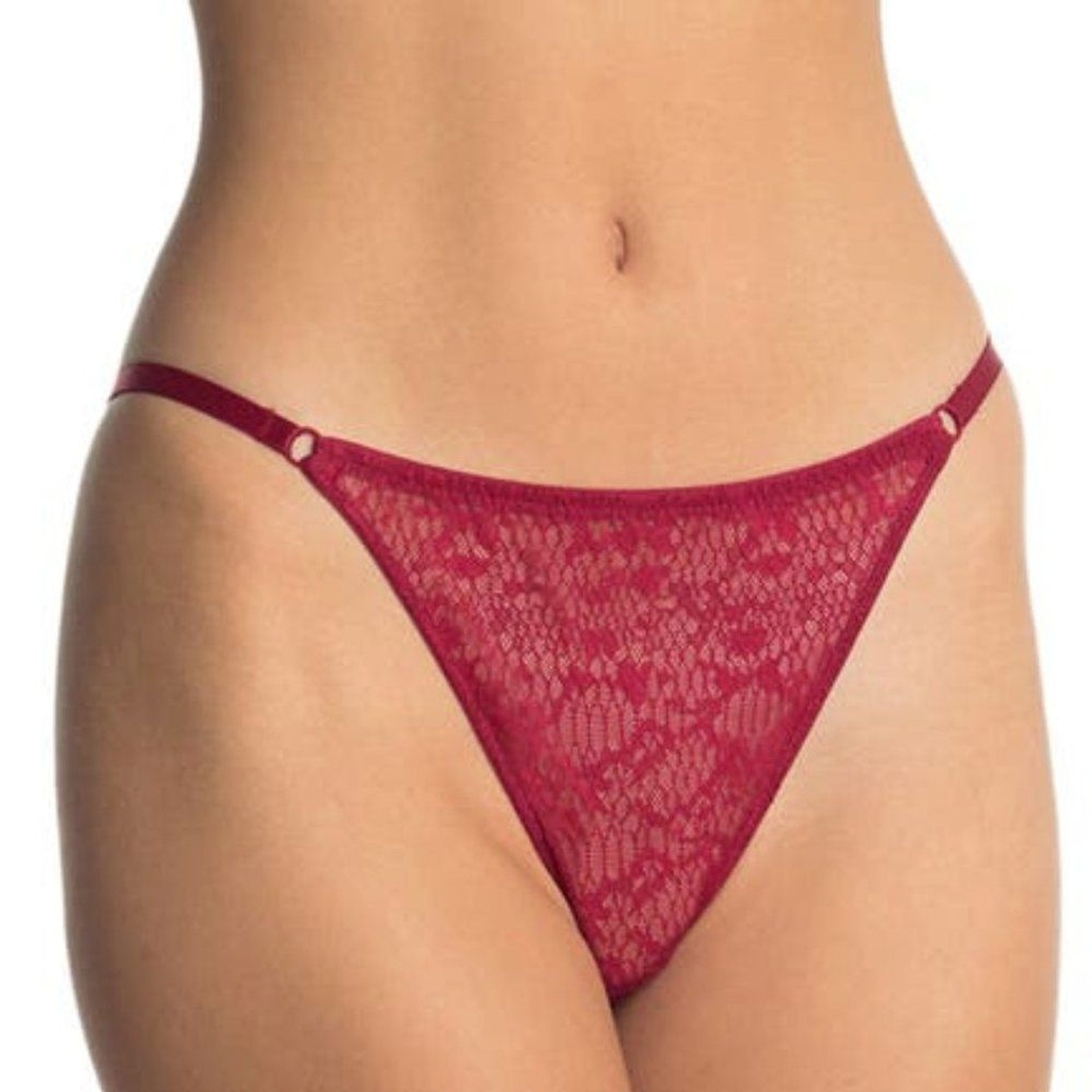 Free People Panty Womens Small Tameeka High Waisted Lace Sheer Berry Red S