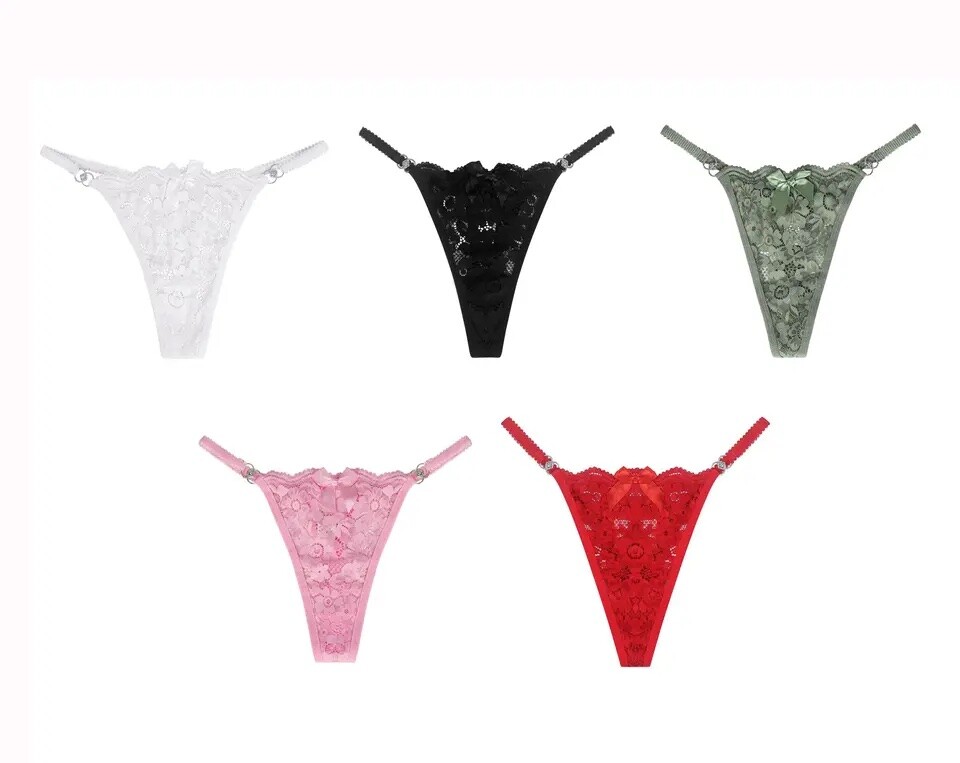 Women Sexy Lace Panties G-string Thongs Briefs-Pack of 5 all colors