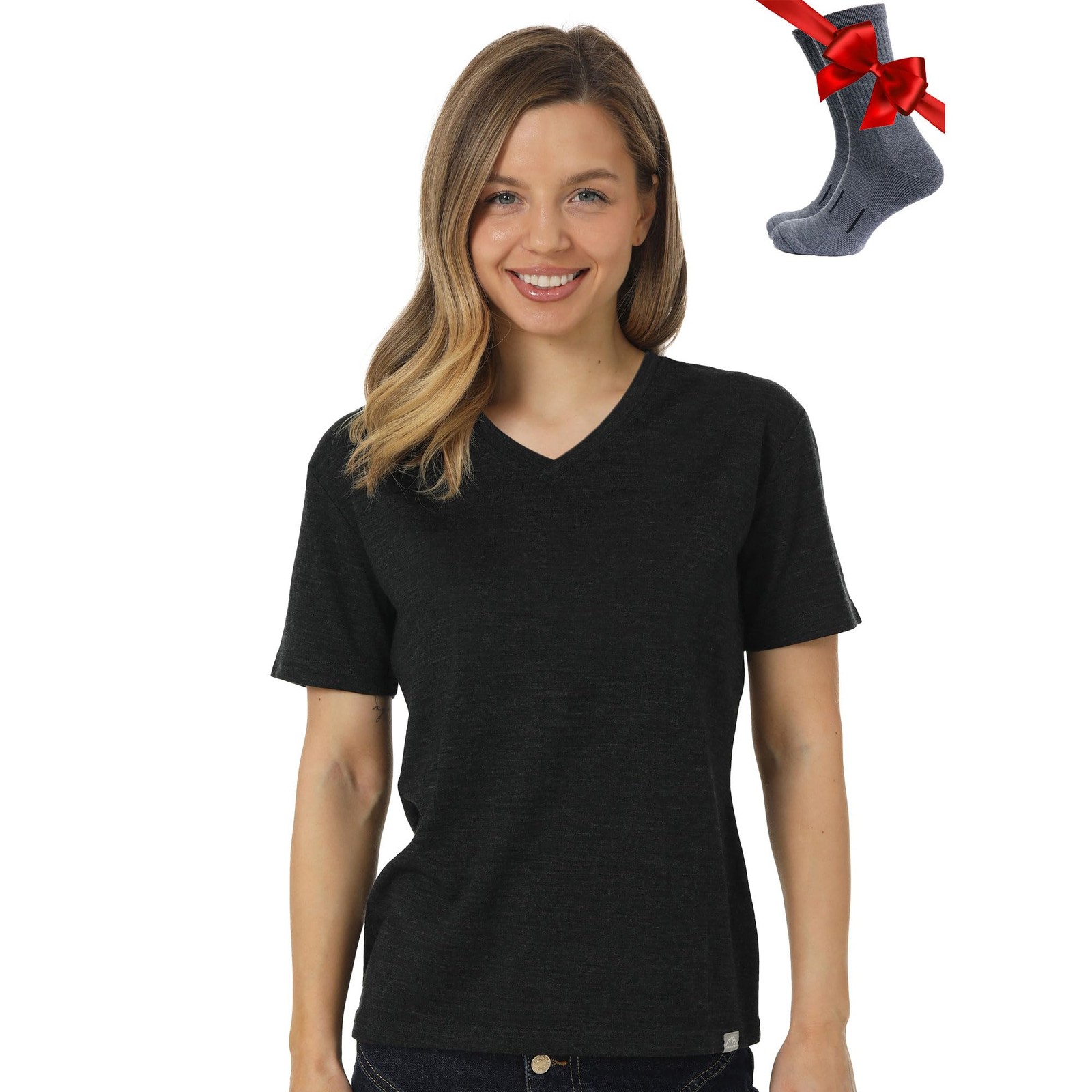 Merino Wool T Shirt Women – 100% Merino Wool Base Layer Women Short Sleeve Mo…