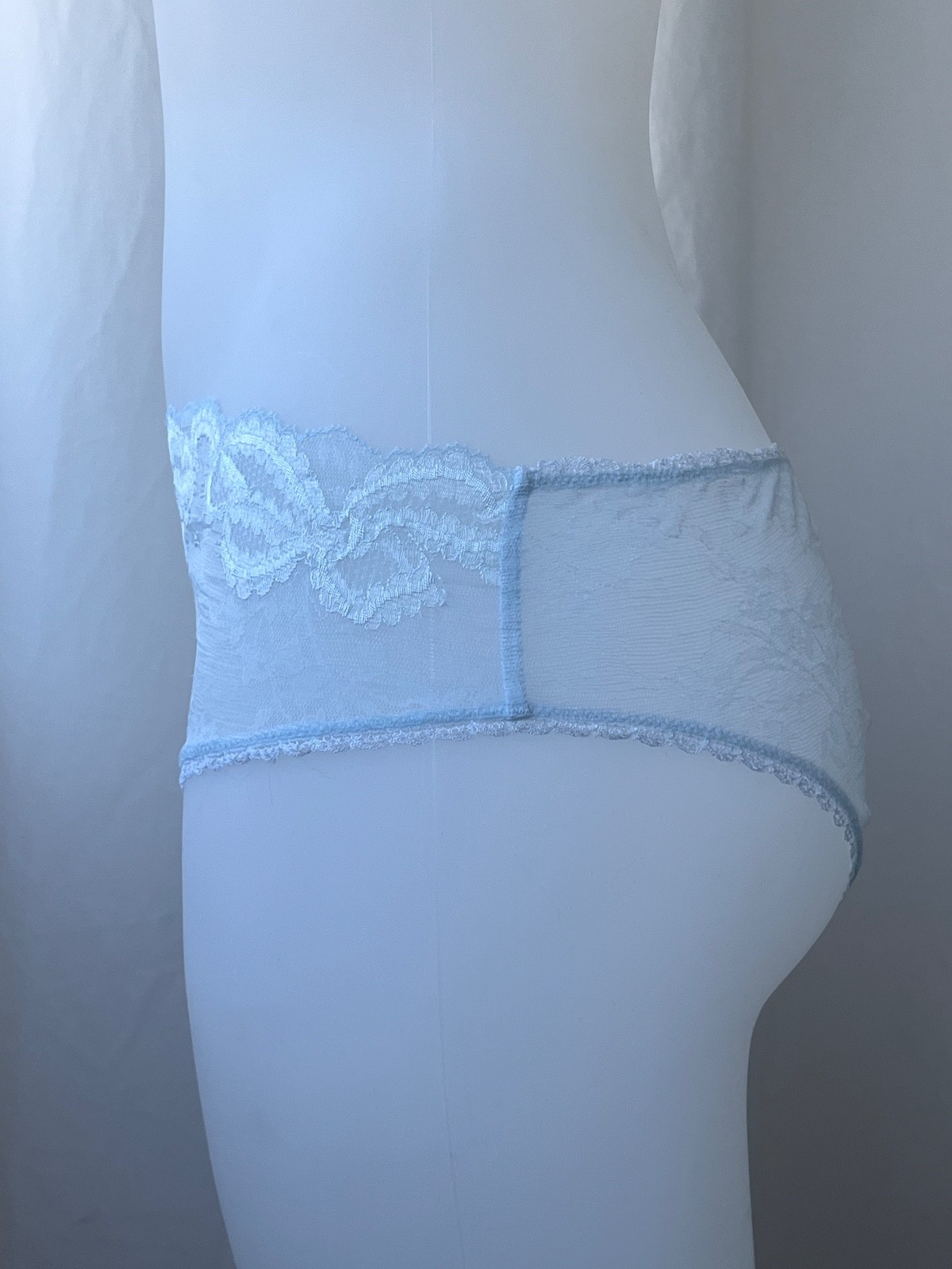 La Perla Glamour Baby Blue Sheer Lace Briefs Panties Italy Size M UK 14