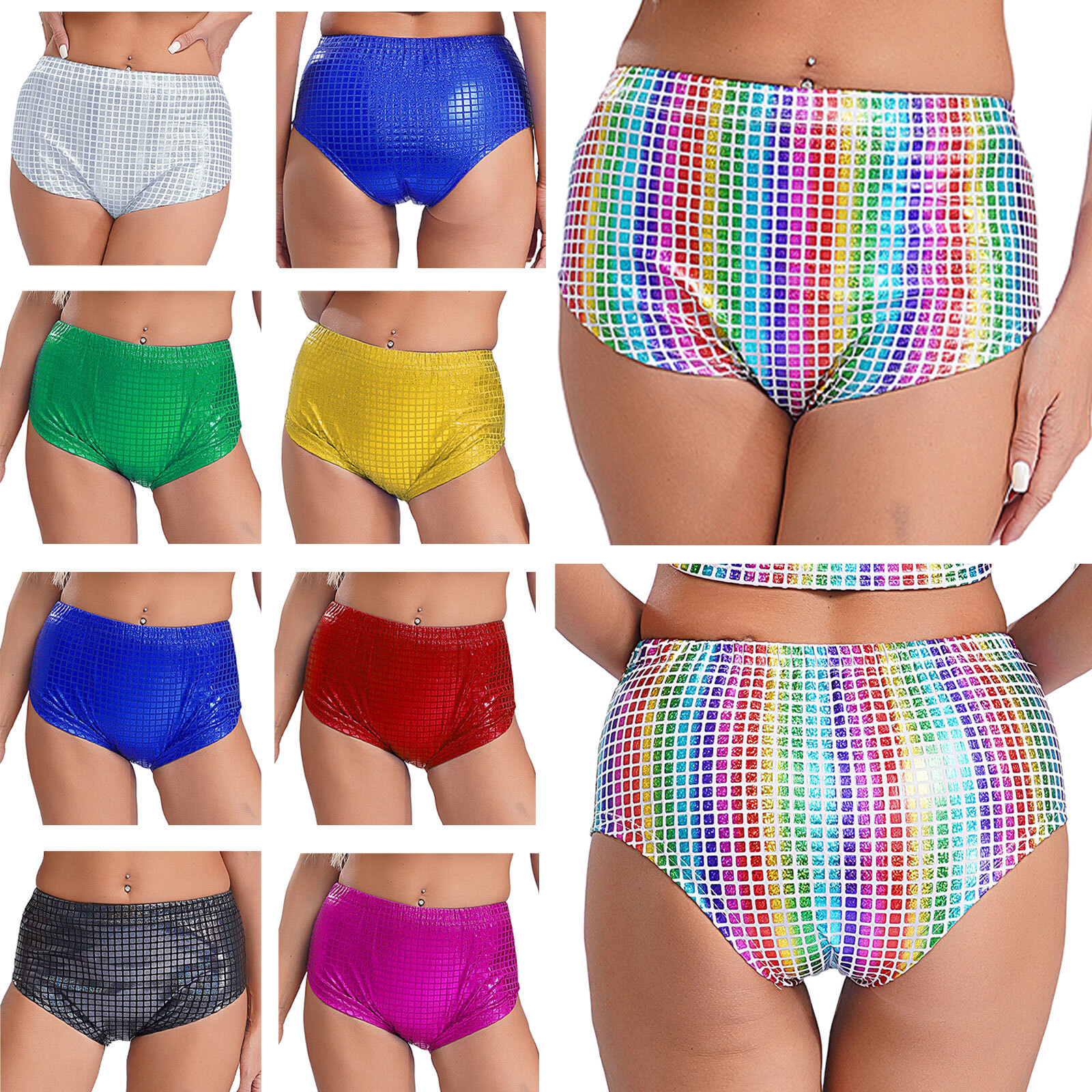 Womens Shorts Nightclub Briefs Masquerade Underwear Metallic Hot Pants Wet Look