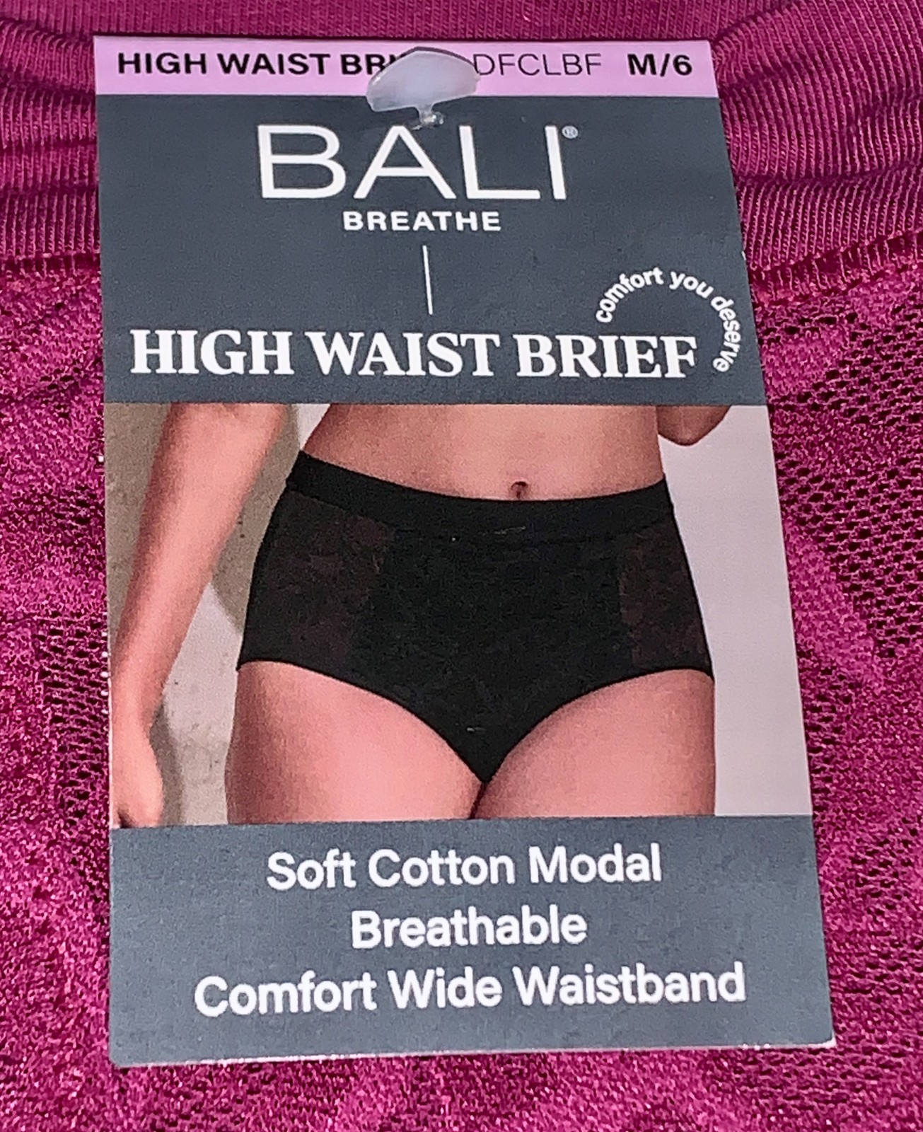 BALI Breathe Cotton Modal Lace Deep Cerise Pink Brief Panty Womens M 6 XL 2XL 9