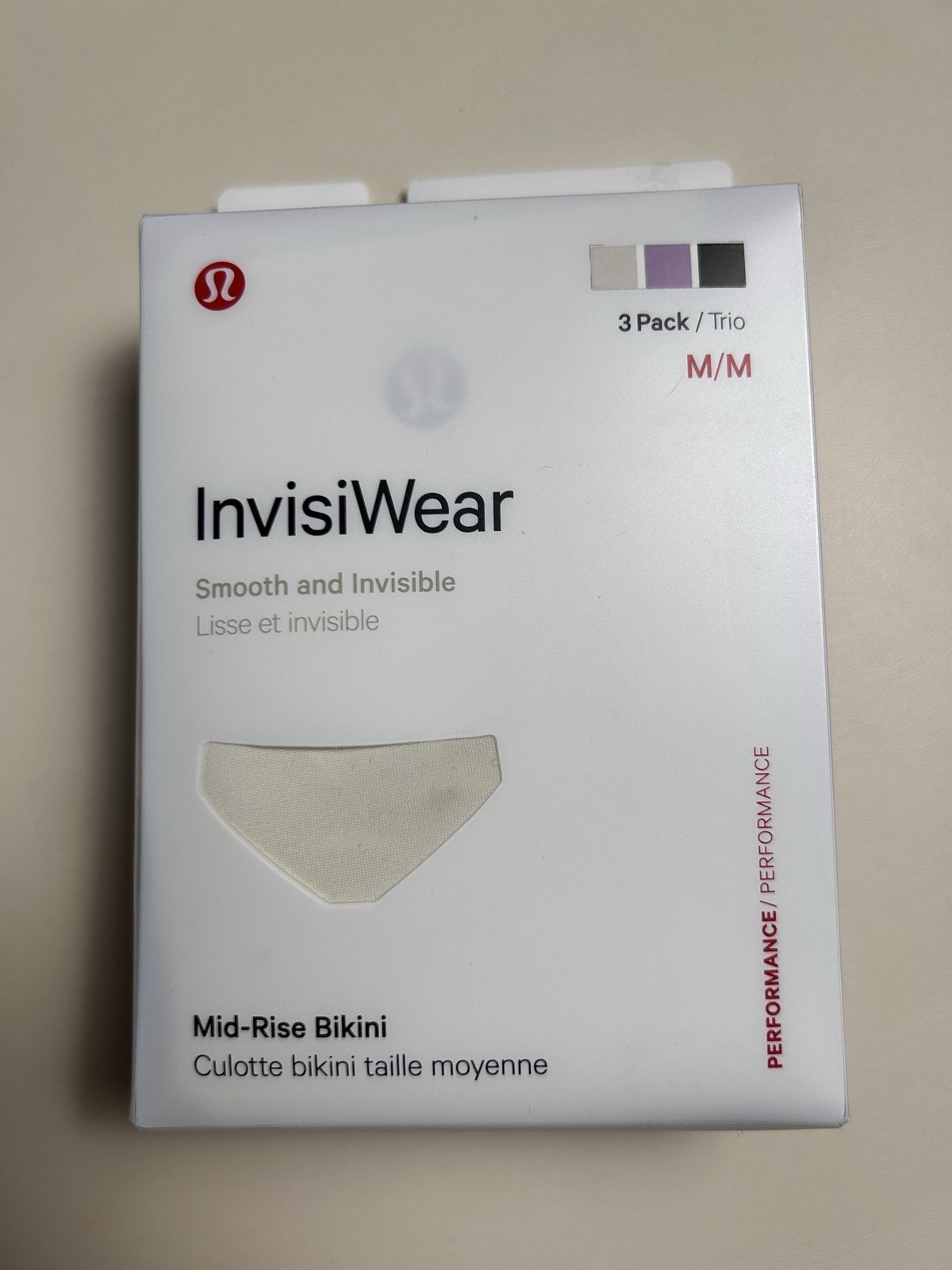 NWT Lululemon Invisiwear Mid-Rise Bikini (3 Pack) Multicolor Size M- BONE