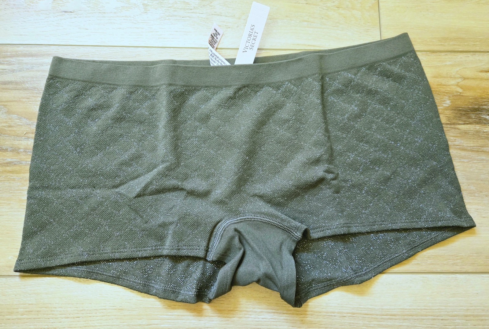 NWT Victoria’s Secret Olive Green Shimmer Textured Shortie Boy Short Panties XL