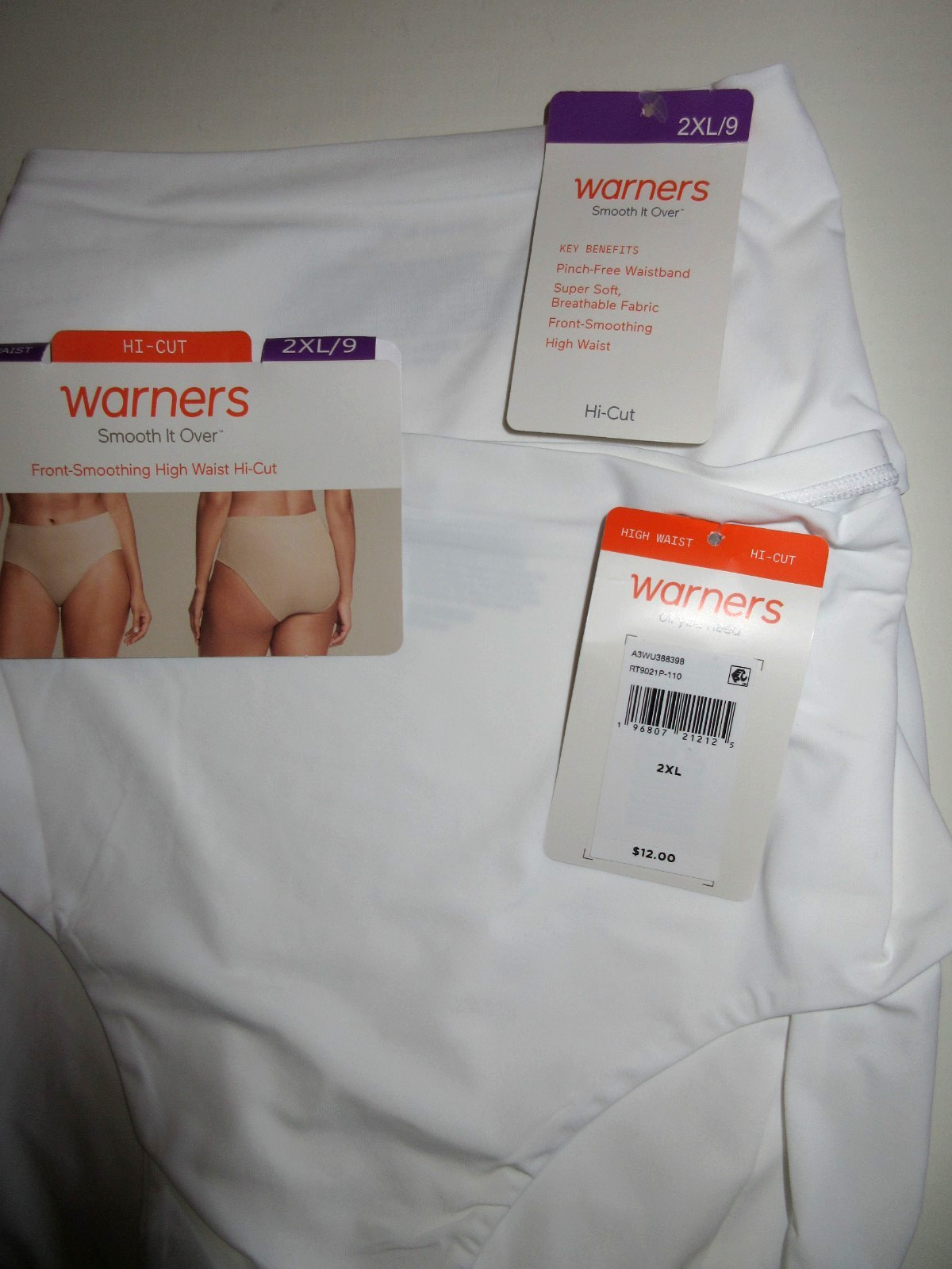 Warners 2-Pair HI CUT panties Smooth it over Front High waist RT9021 nylon 2XL/9