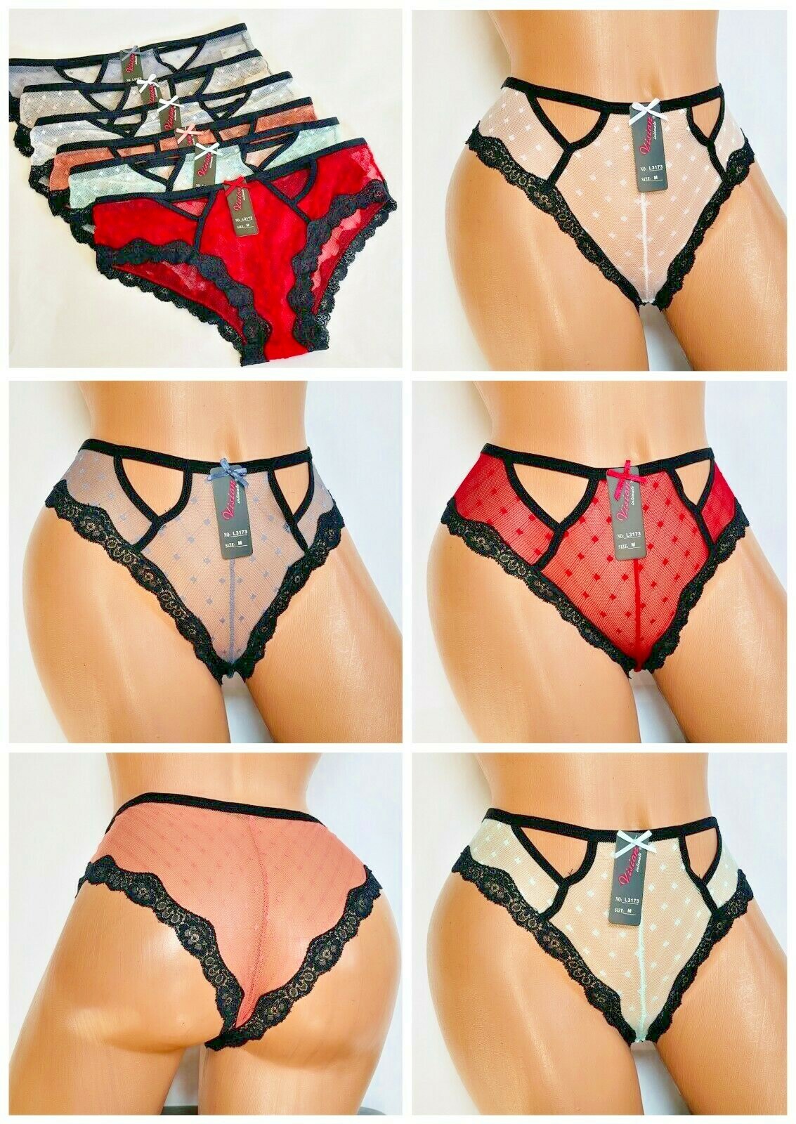Boyshorts Lace Net Soft 6/12 Cheeky 2 Tone Panties Underwear Boykini 3173 S-2XL