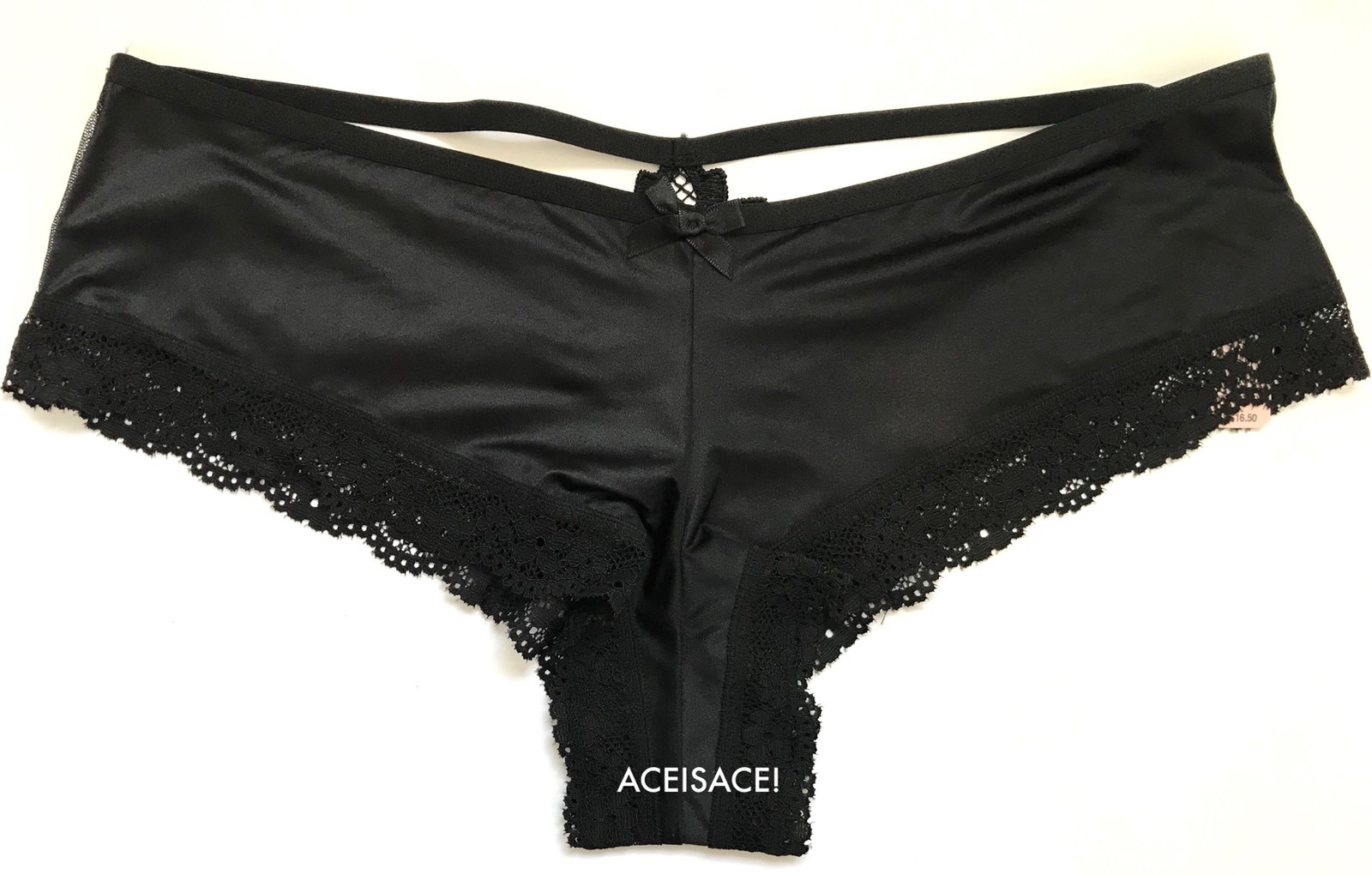 NWT* VICTORIA’S SECRET VERY SEXY Lace Applique CHEEKY PANTY—BLACK (54A2)—M/M