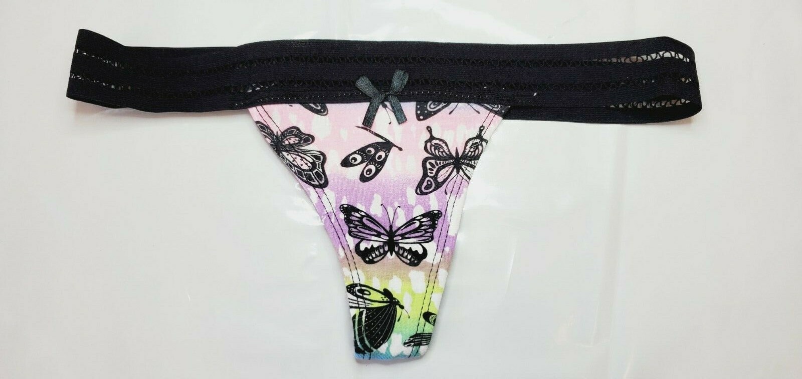 Rue 21 Women’s Cotton Thong Panties LARGE Pink Purple Tie Dye Butterflies New