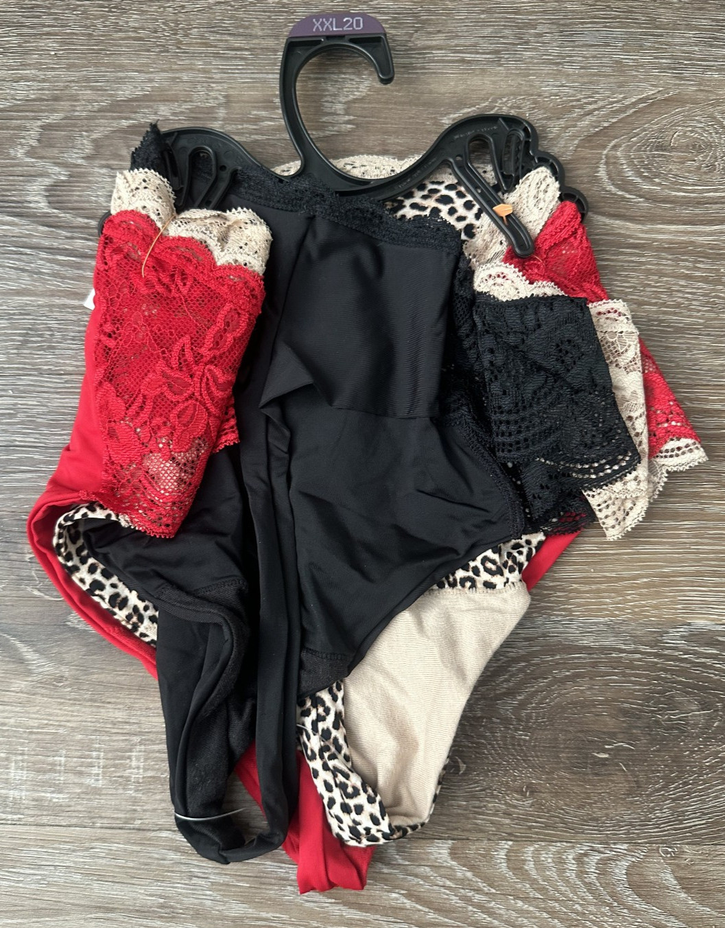 Joyspun Microfiber and Lace Thong Panties Red Black Animal Print XXL 20 3 Pair