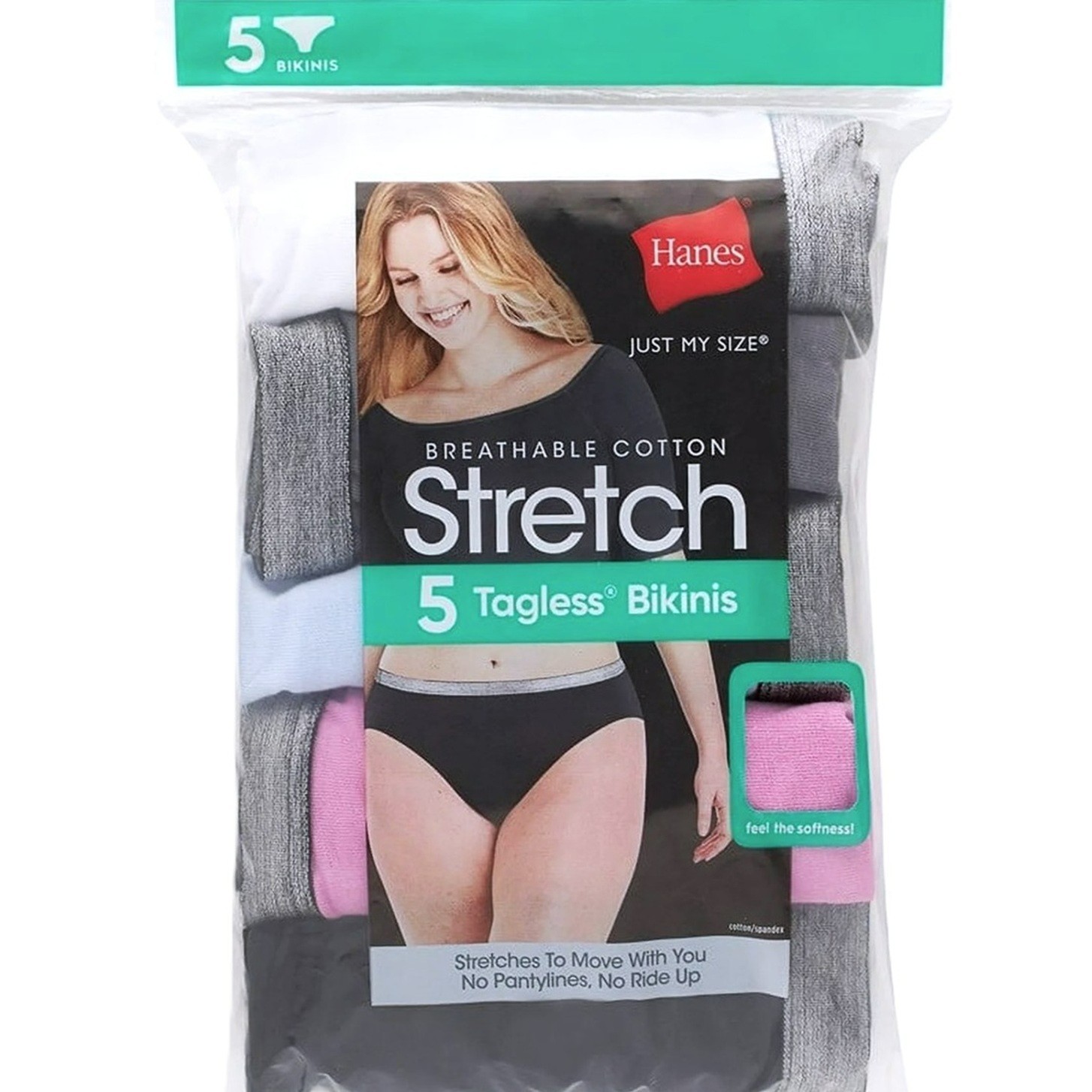 HANES JUST MY SIZE Women’s plus size 13/5X BIKINI PANTIES 5-Pair STRETCH ~ New
