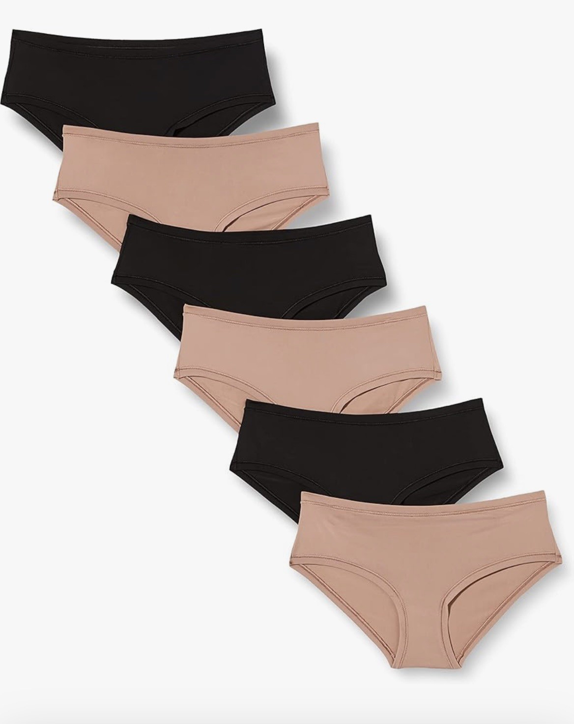3 x Packs Of 6 Ladies Hipster Pants Knickers Taupe &Black Size Uk 12 Soft Touch