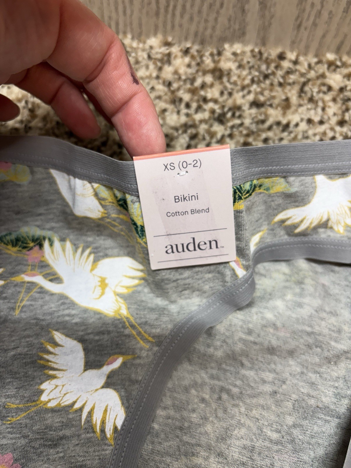 Auden Gray/Multi-Color Cotton Blend Bikini Panty. Size: XS.