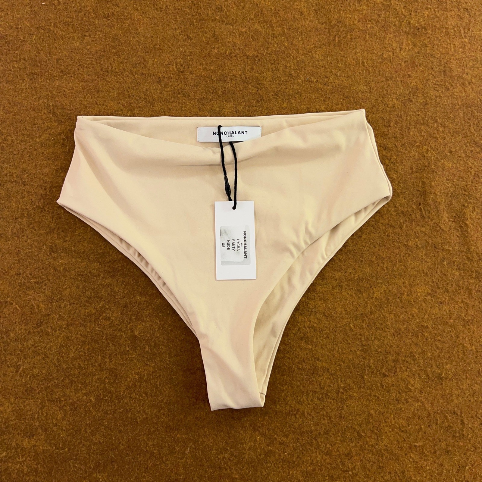 Nonchalant Womens XS Nude Lycra High Waisted Panty NWT *Flaw