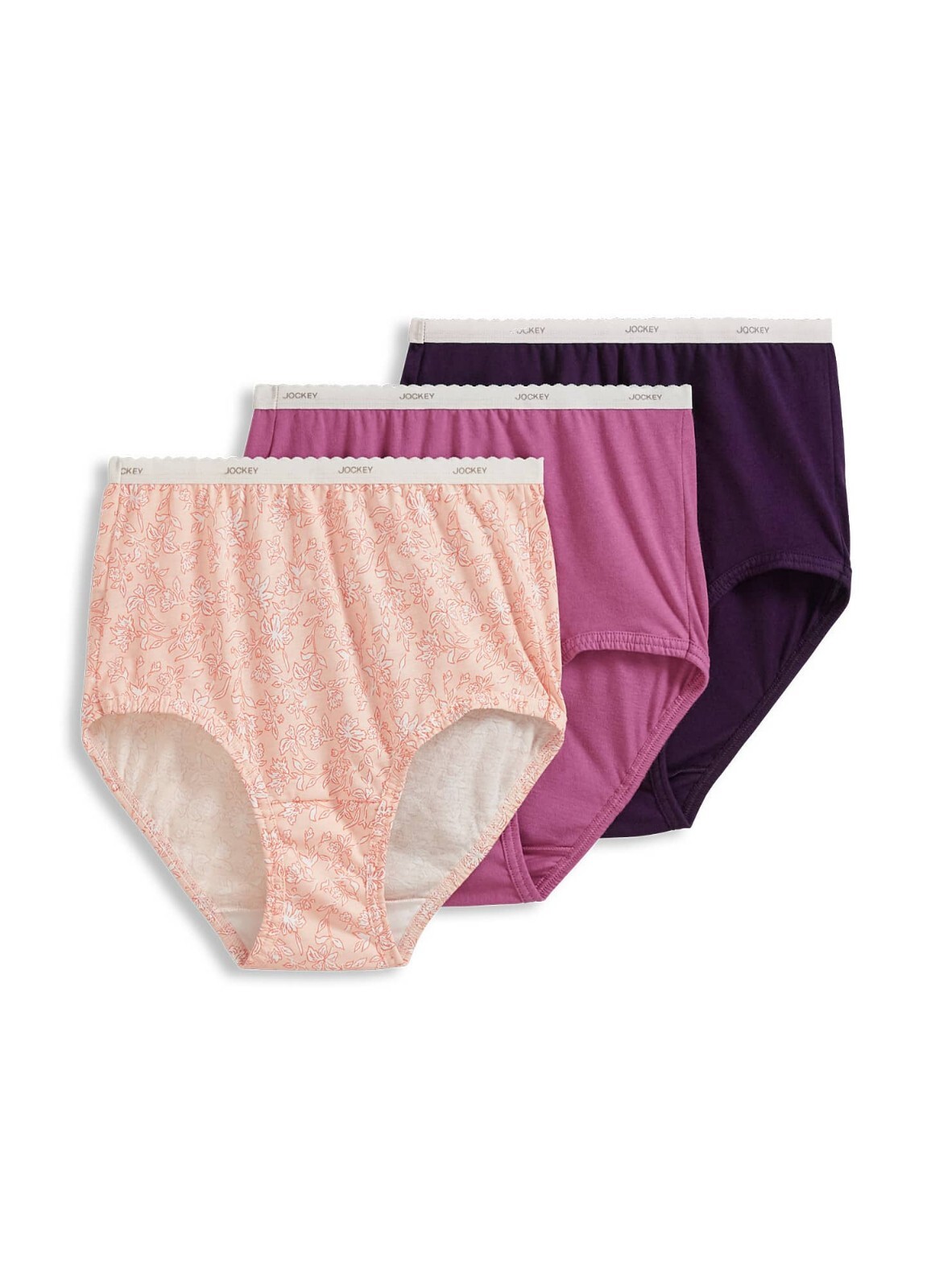 Jockey Women’s Size 5 Classic Brief 6 Pack Deep Plum/Floral Dawn/Pinky NWT
