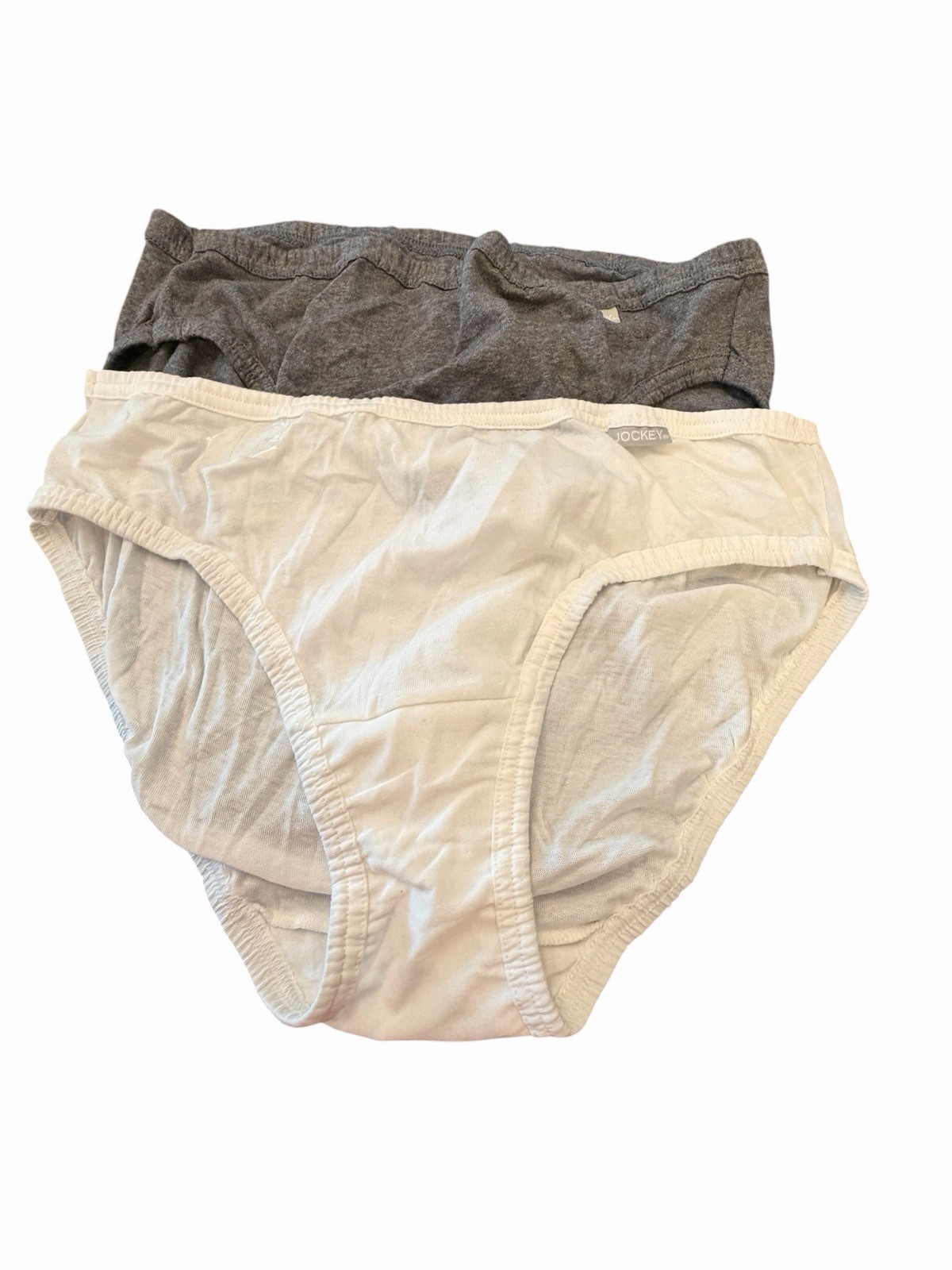 Jockey Women’s 100% Cotton French Cut 2 Pack White Grey Size 7 Large New Comfy