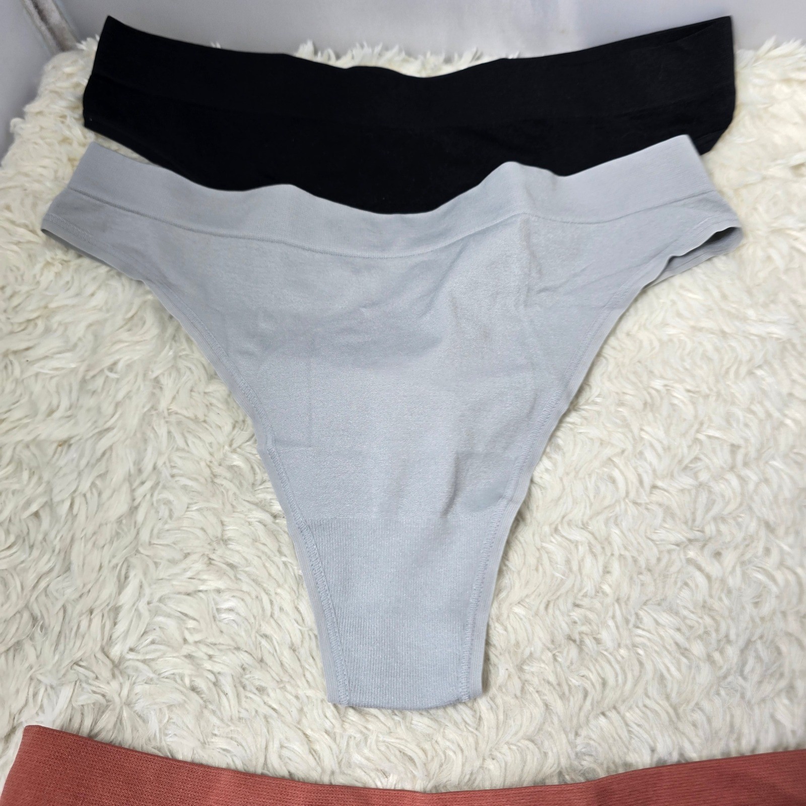 Seamless Thong Underwear 5 Pack Women Medium Multicolor Ribbed Waist
