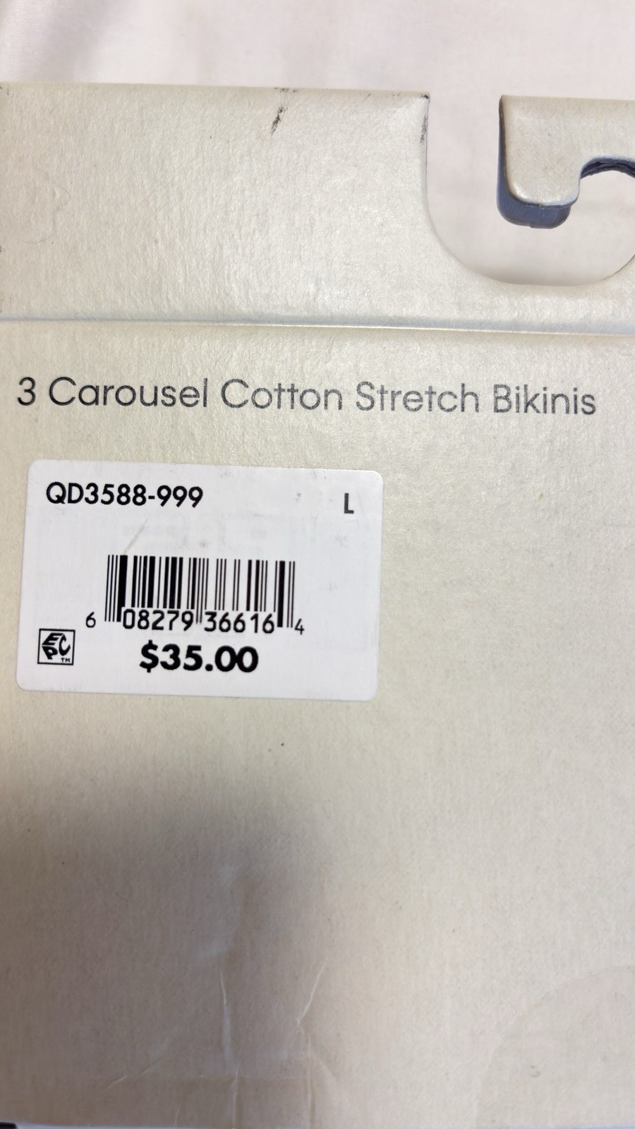 Calvin Klein Carousel Cotton Stretch Bikinis 3-Pack Size L Black White Gray NWT