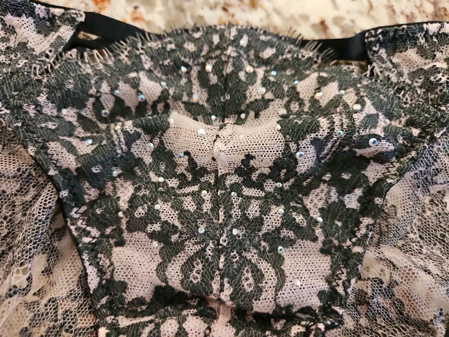 True Vintage Victoria’s Secret Sexy Rhinestone Lace Cheekini Bikini Panty