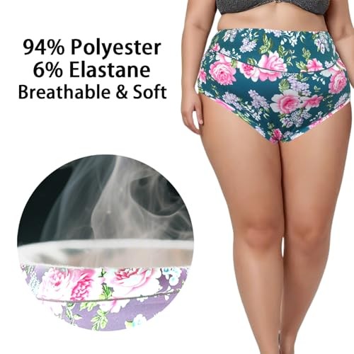 Women’s Underwear Plus Size XL-6XL Panties 5X-Large Floral Panties 6 Pack