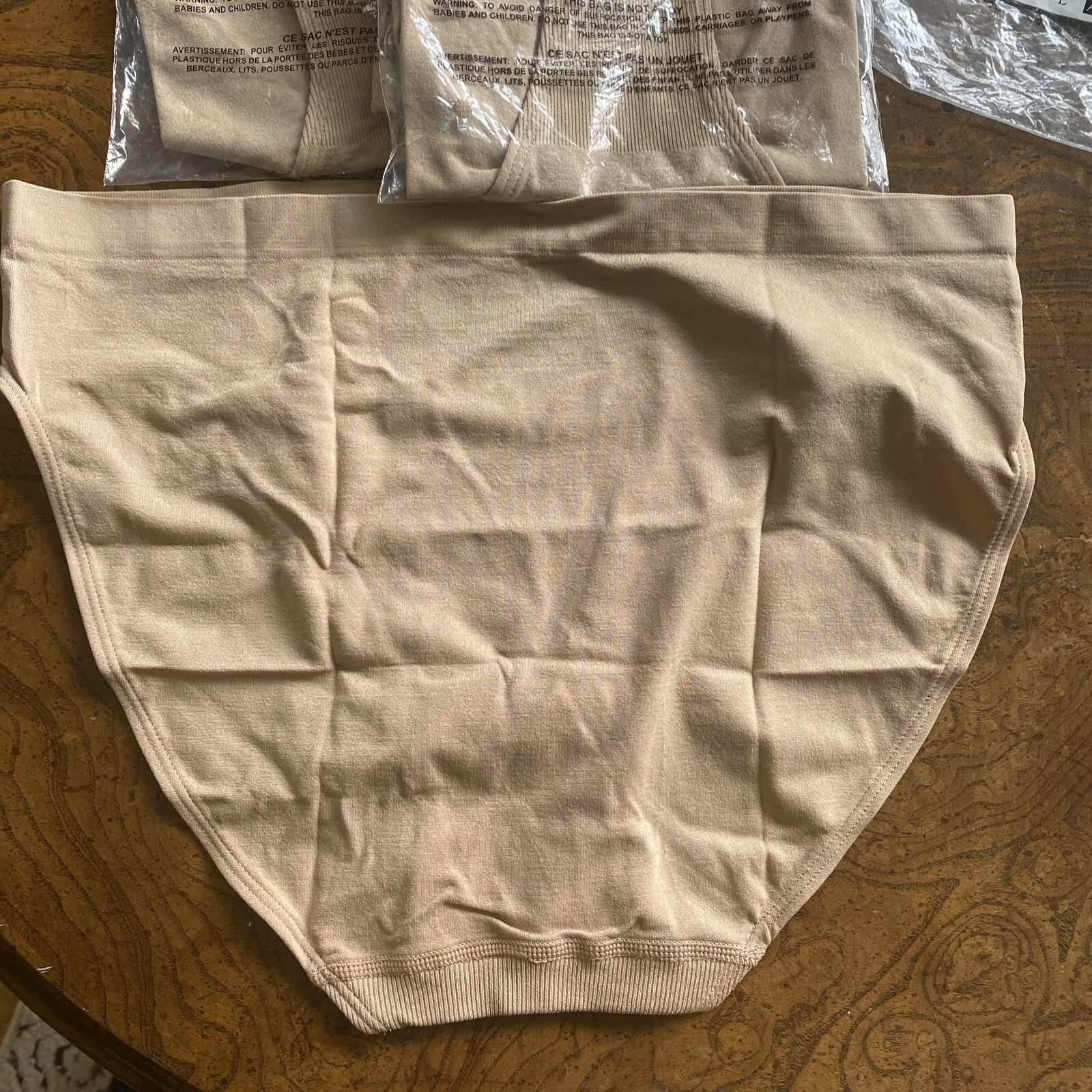L Beige SEAMLESS FULL COVER Victorias Secret High-Leg Waist Brief Panties 3 Lot