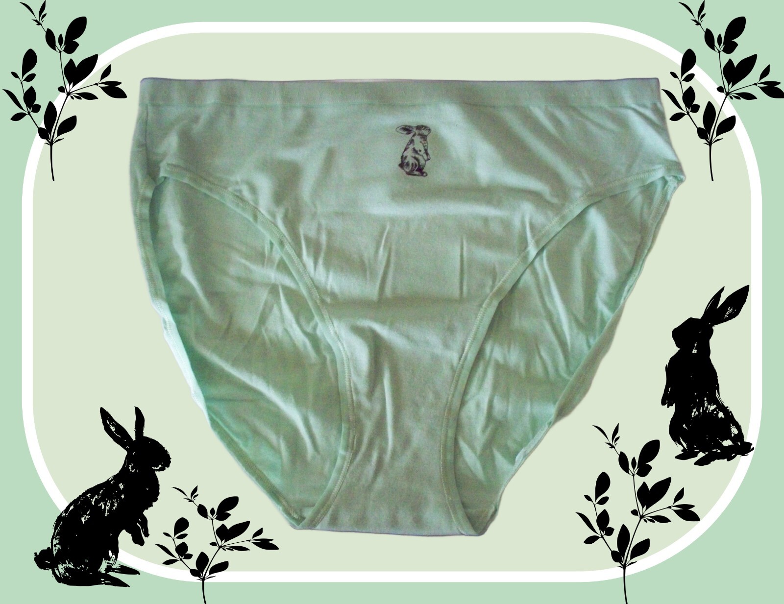 M L XL Bunny LOGO Green StretchCotton Victorias Secret HighLeg Waist Brief Panty