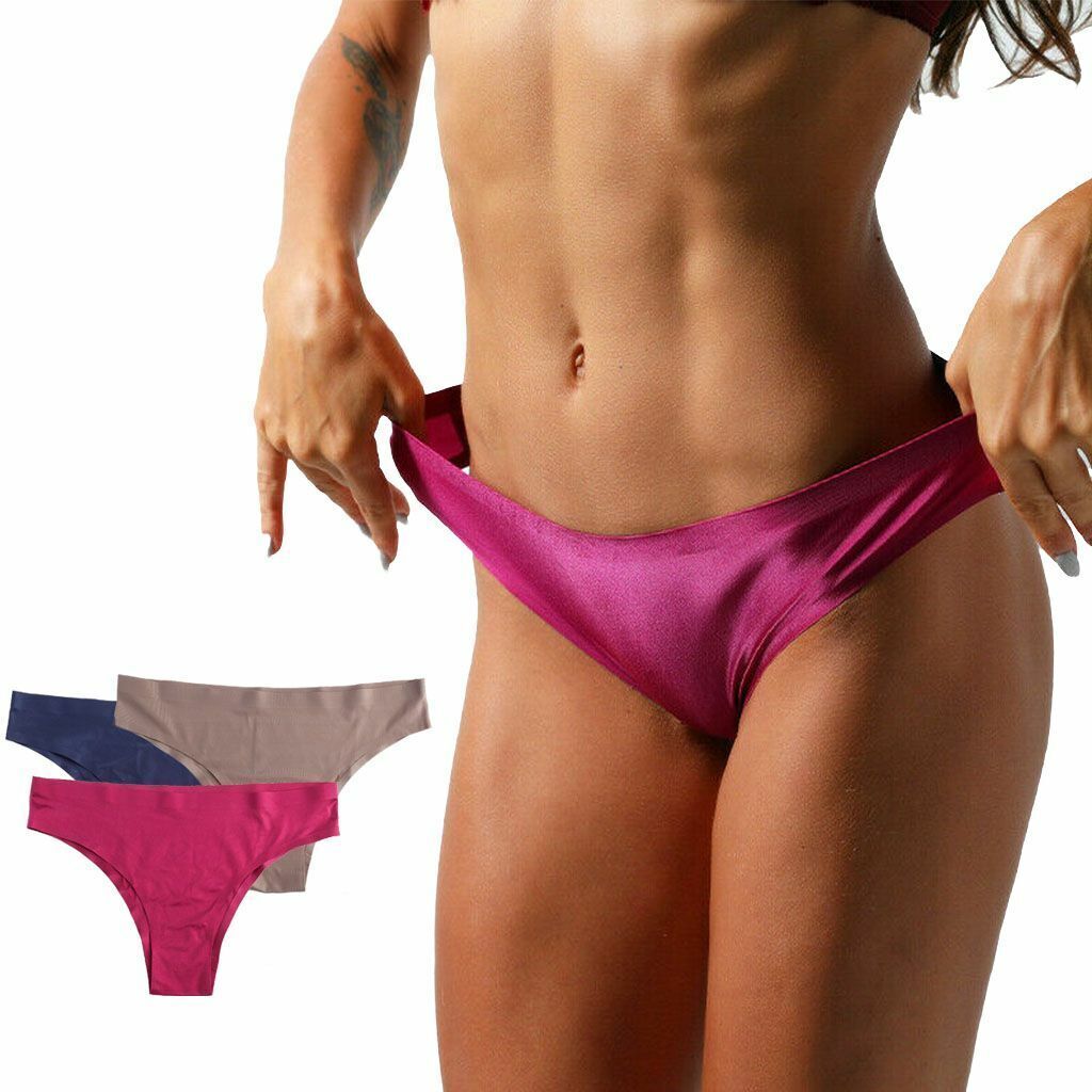 3X/6X Women Ice Silk G-string Briefs Panties Seamless Thongs Underwear Lingerie