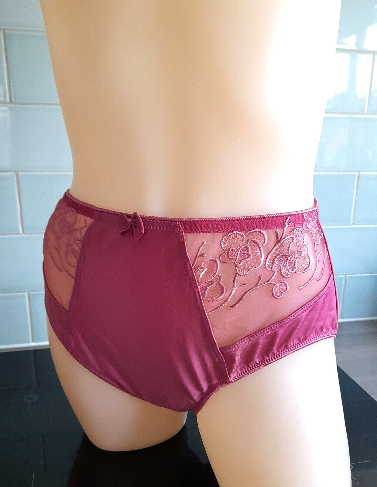 Pasturnette Pink SATISFACTION High Brief Embroidered Mesh Front Panels