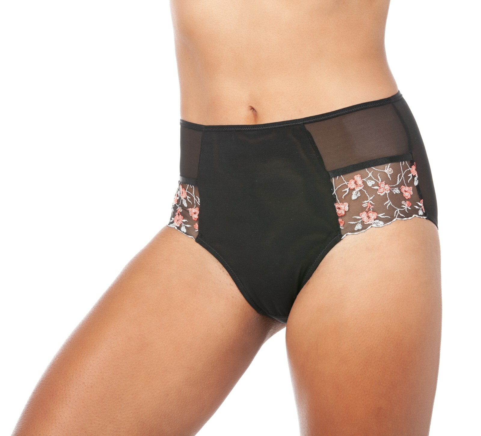 Affinitas Parfait Women’s Briana Highwaisted Brief Panty Black Floral P5675