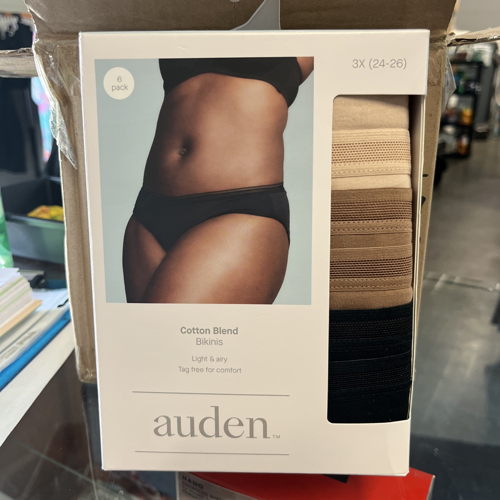 Auden 6pk Bikini Underwear Womens Plus Size 3x (24-26) Cotton Blend Panties