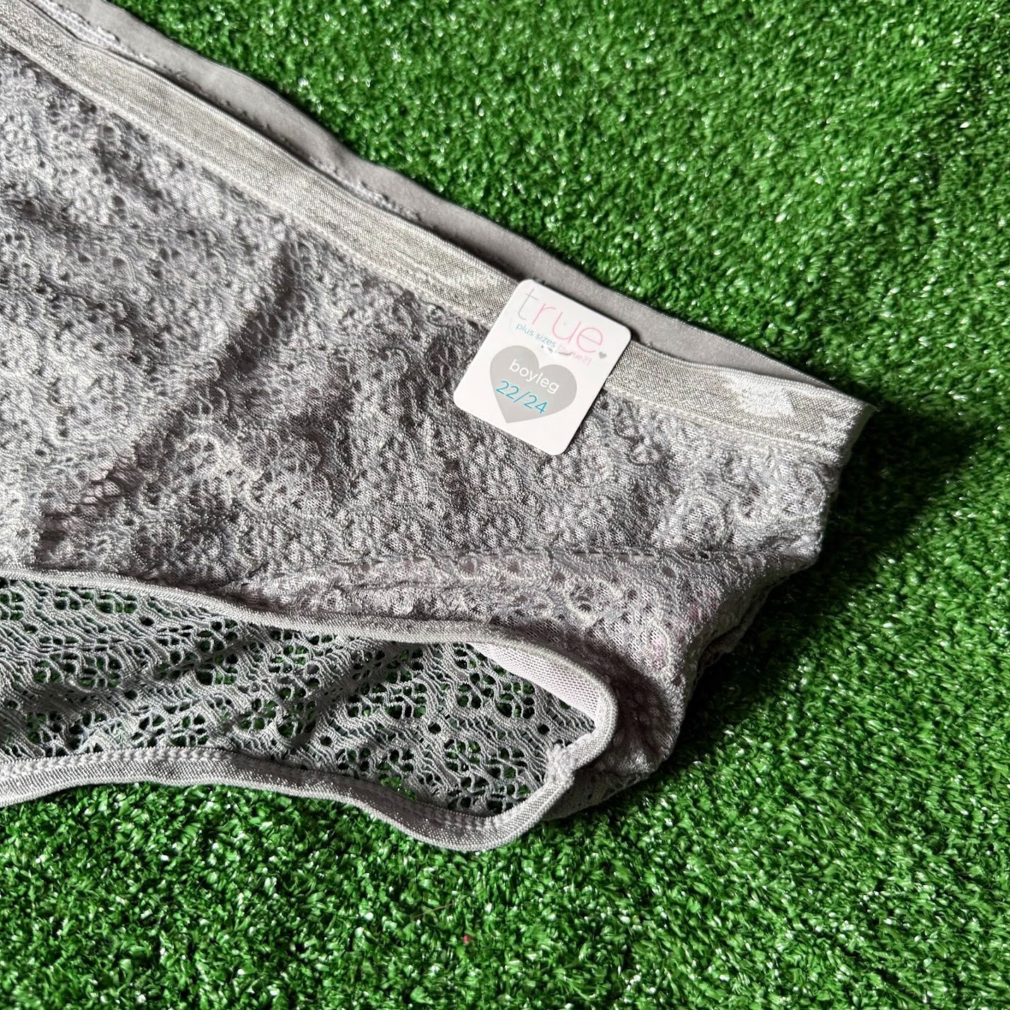 True by Rue21 All over Lace Gray Boyleg Underwear Panty Plus Size 22/24 NEW