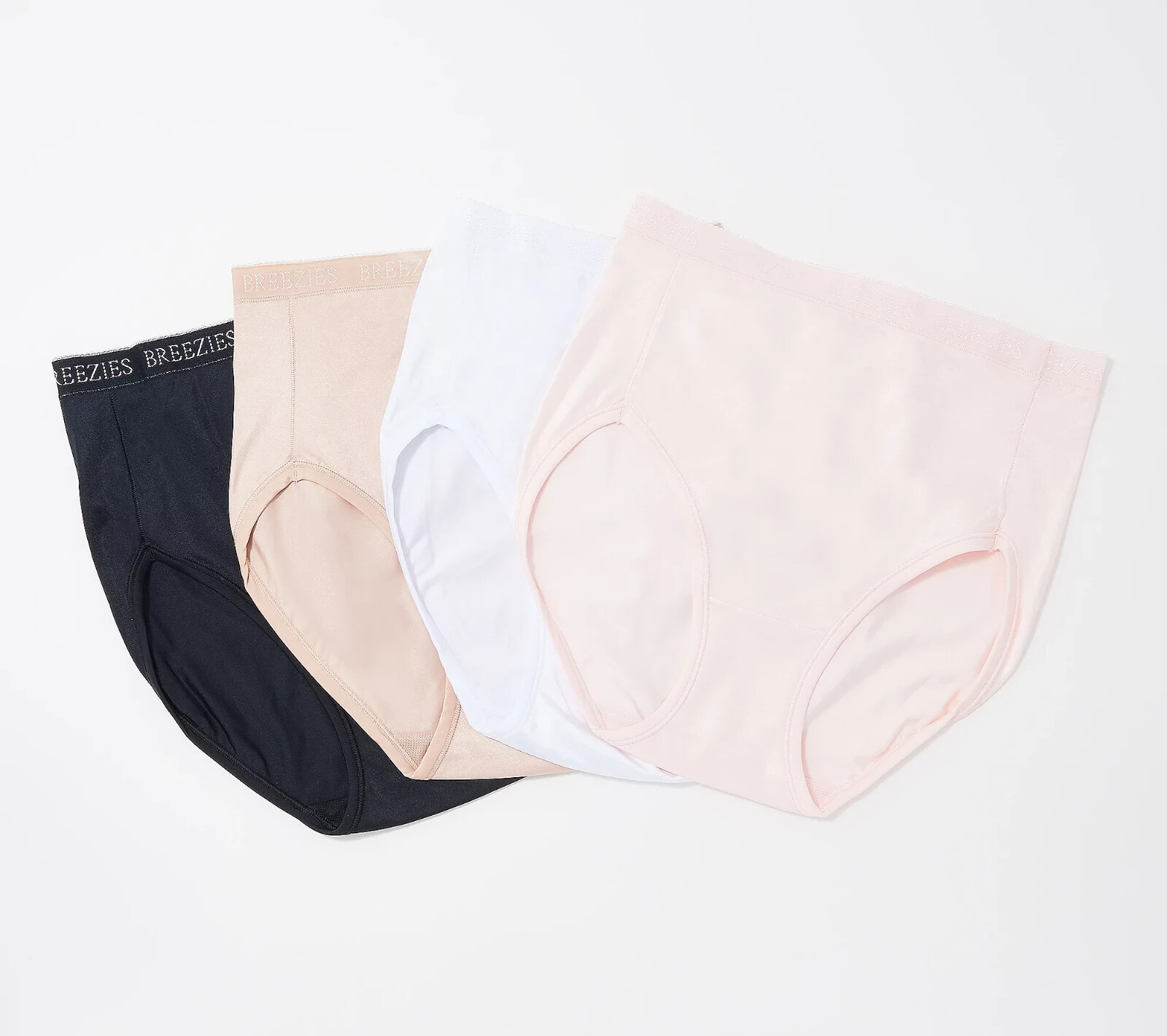 Breezies~Set of 4~Nylon Microfiber Hi-Cut Briefs~Medium~Basic~A287800 4680