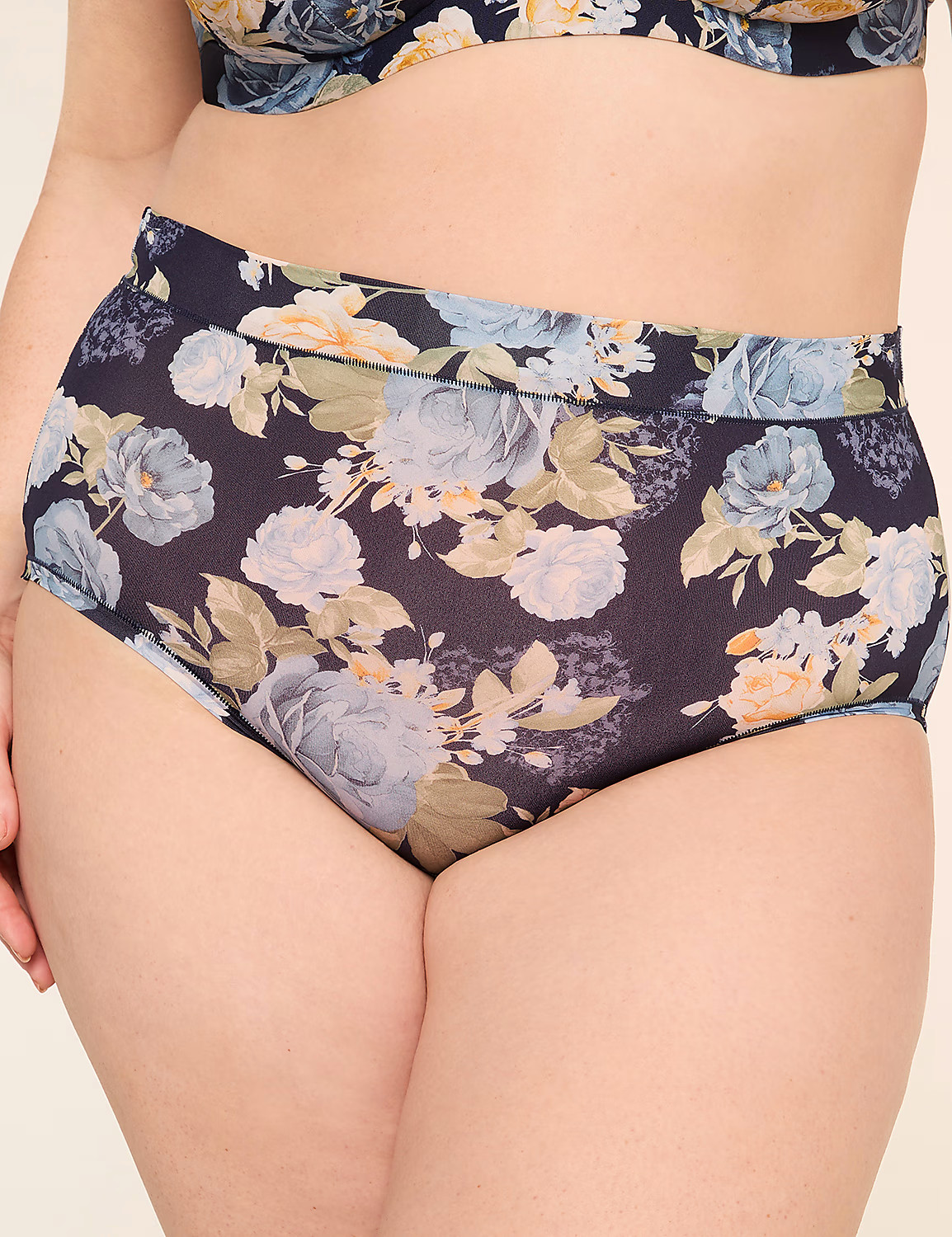 Lane Bryant Cacique Plus Size 26/28 Comfort Bliss Panty Full Brief Navy Floral