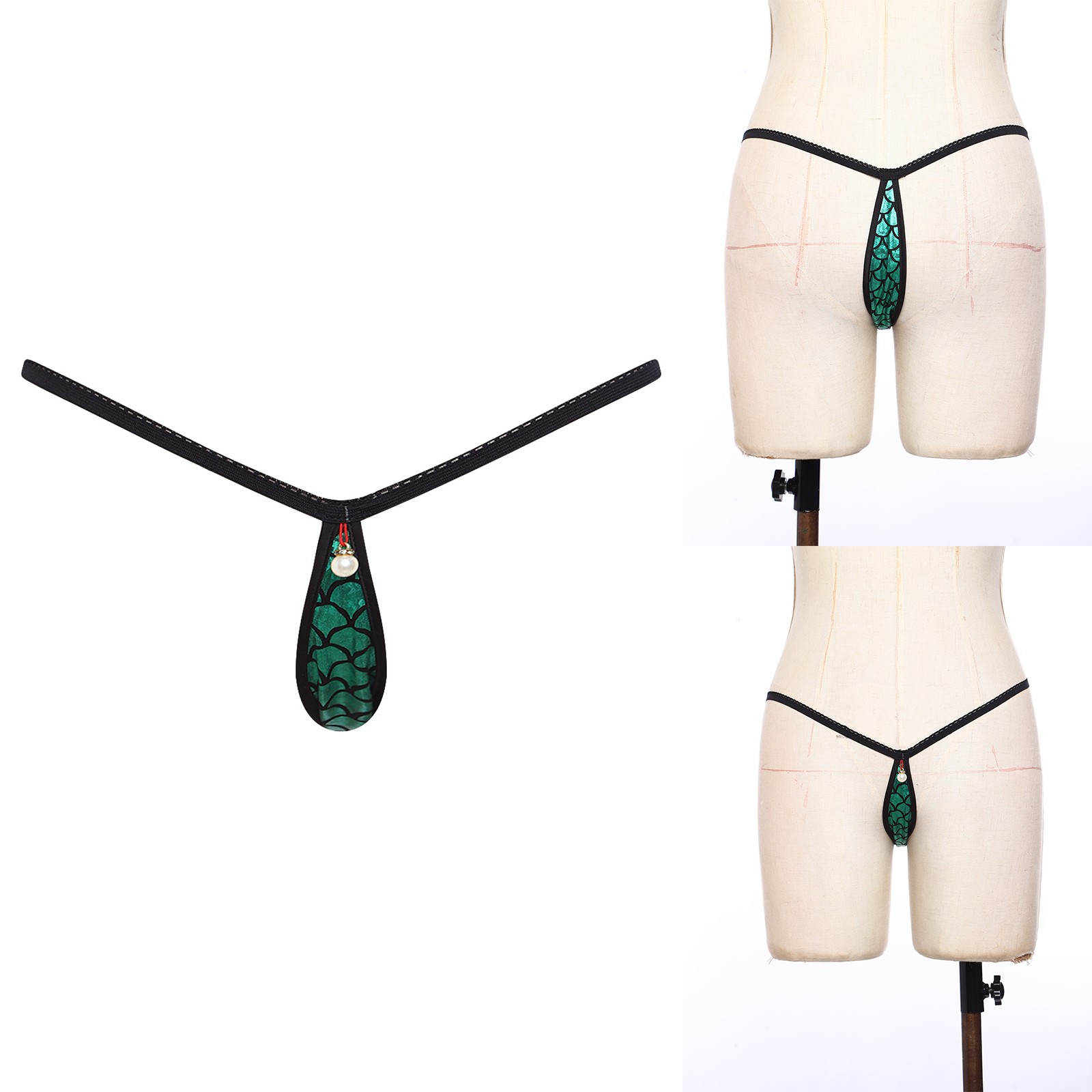 Women Hipster Micro Bikini Briefs Low Waist Leather Swimwear Fish Scale Thong