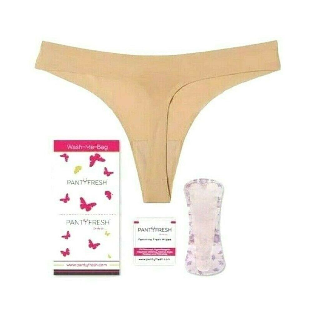 BOGO Panty Fresh Emergency Thong Underwear Kit Seamless Black and Nude S NEW
