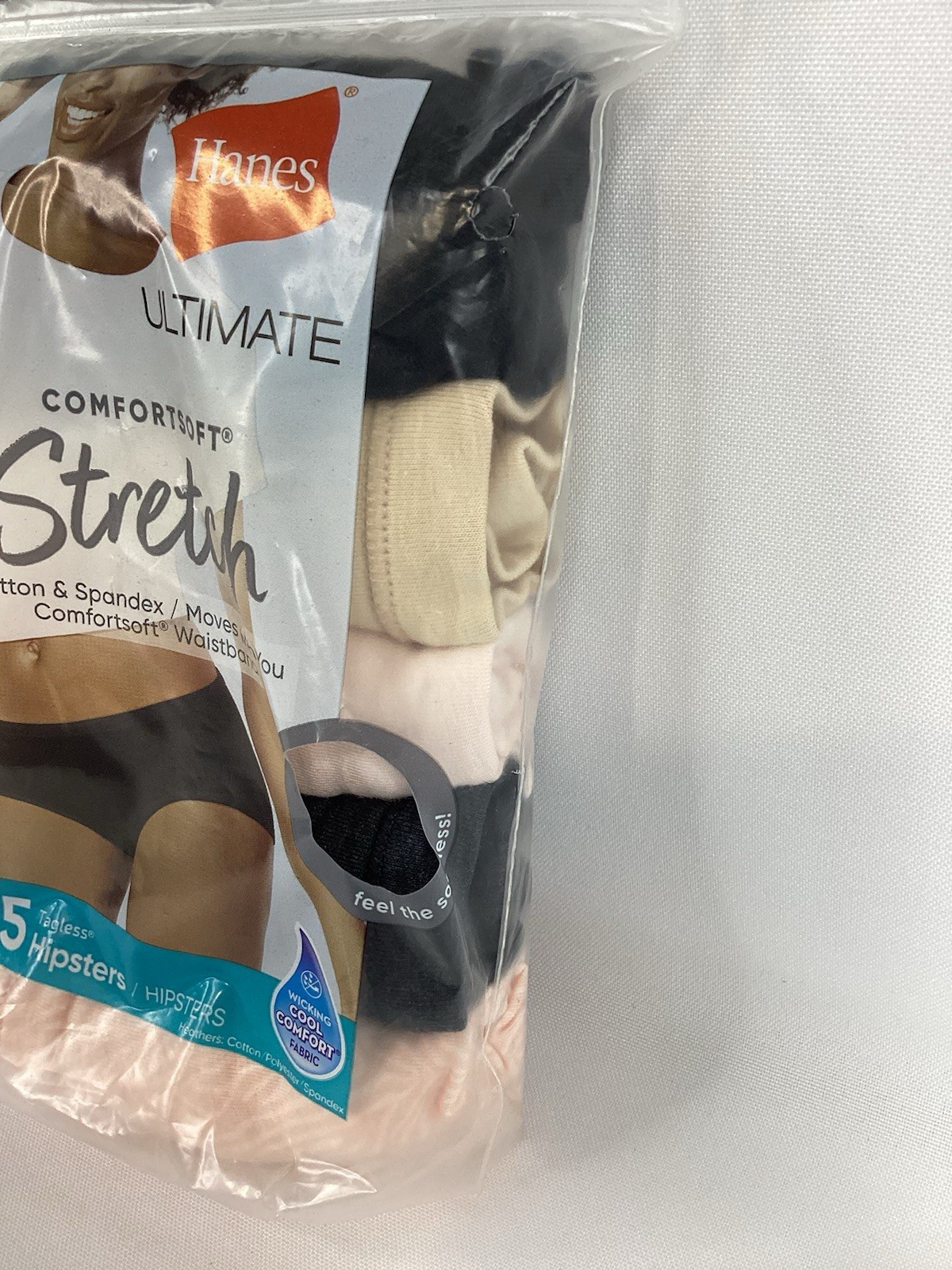 HANES Women’s Ultimate Comfort Stretch tagless Hipster Panties. 5pk Small NWT