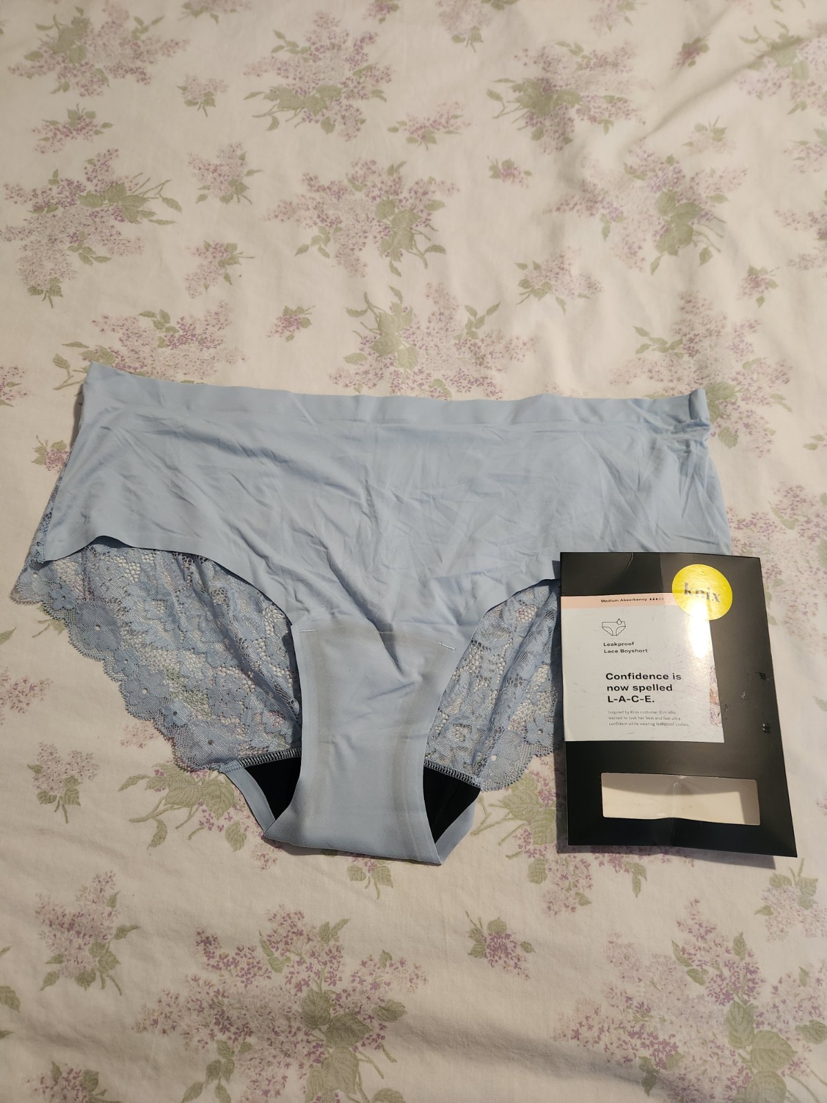 Woman’s Knix Blue Lace Leakproof Medium Absorbency Panties NEW Size XXXL (3X)