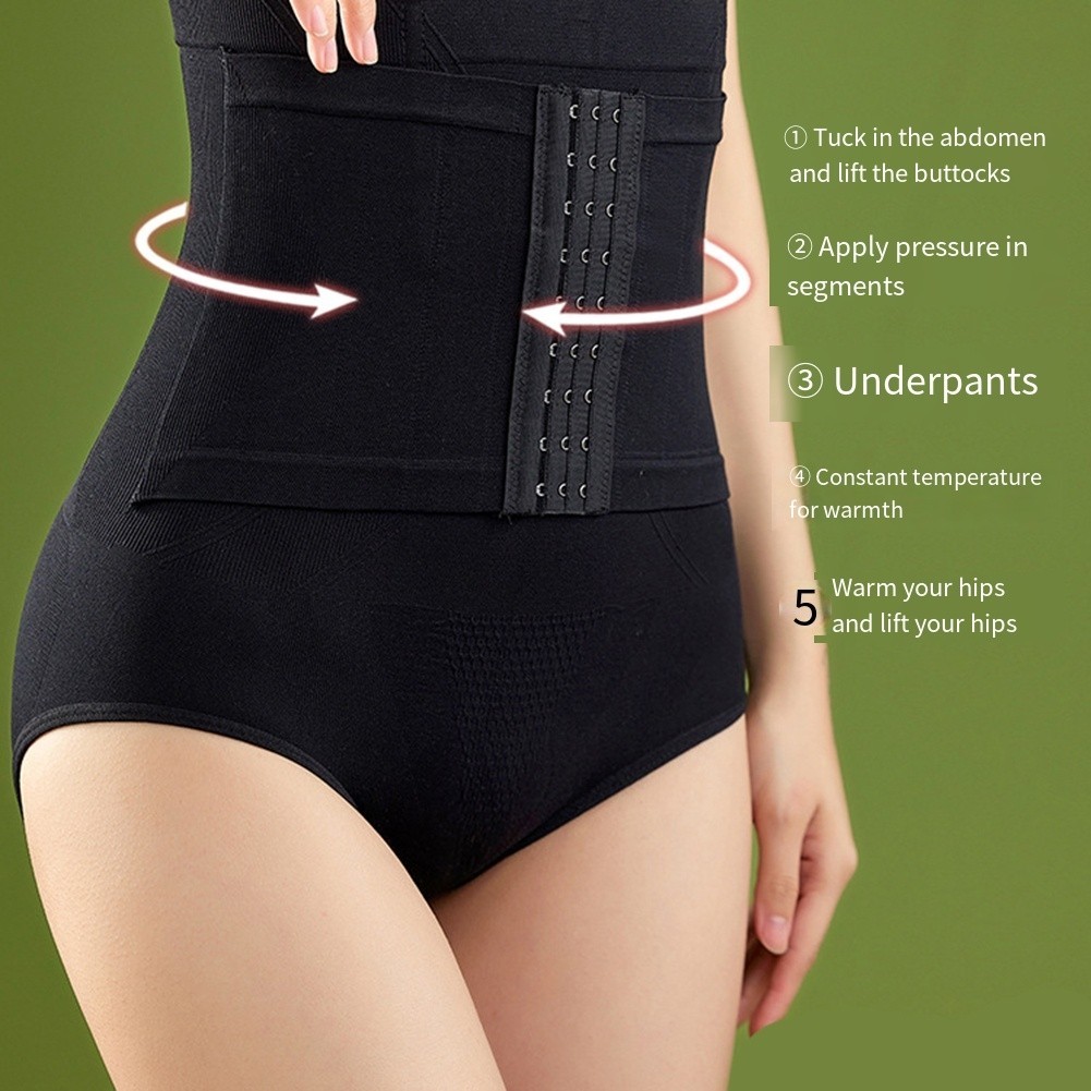 Postpartum Hip for lifting Panties with Nine Breasted High Waist for Women