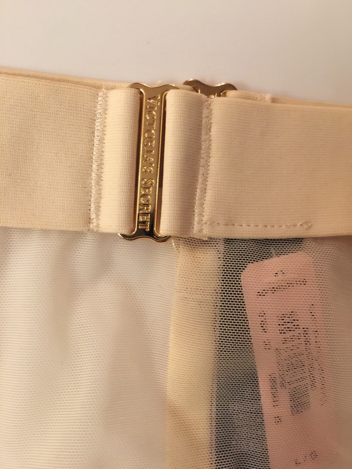 Victorias Secret Sexy Beige Brazilian Panties Size L Strappy Adj Metal Hardware