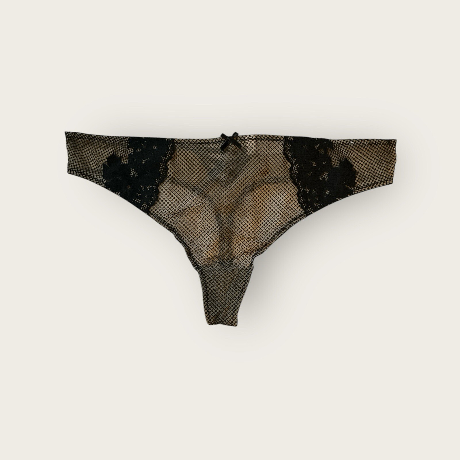 Lane Bryant Cacique sz 22/24 Thong Panty Fishnet Mesh Lace Strappy Back (8175)