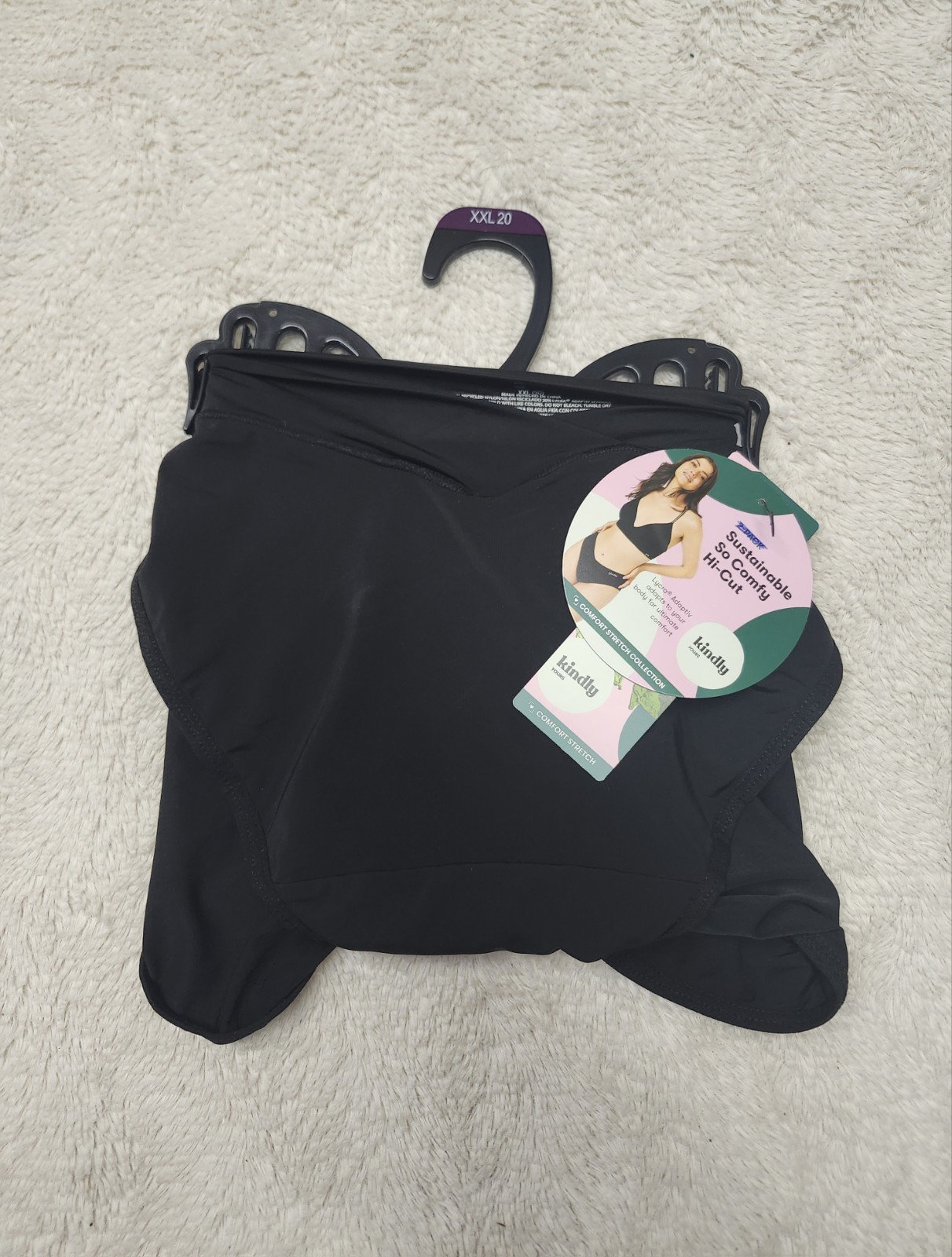 • NWT Kindly Yours So Comfy Cross-over Hi-Cut Panty Size XXL Black