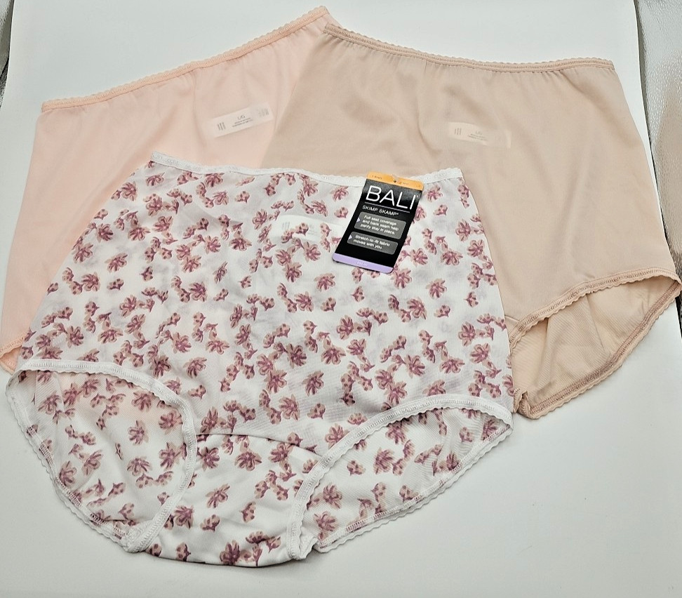 3PK Bali Skimp Skamp Full Coverage Brief Panties Underwear 2633 Size 7 LARGE