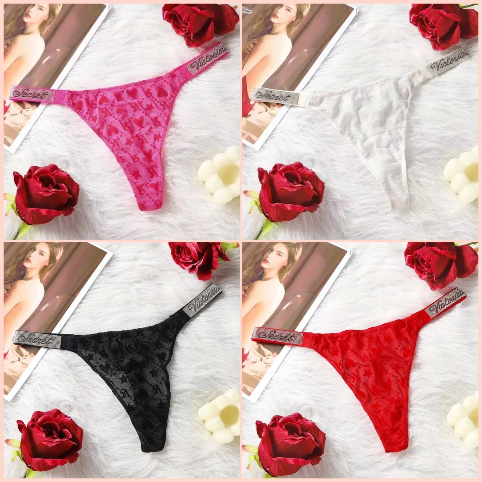 Thong Strings Secret Very Sexy 🤍 ❤️🖤🩷 Shine Strap Knickers S,M,L/1pc