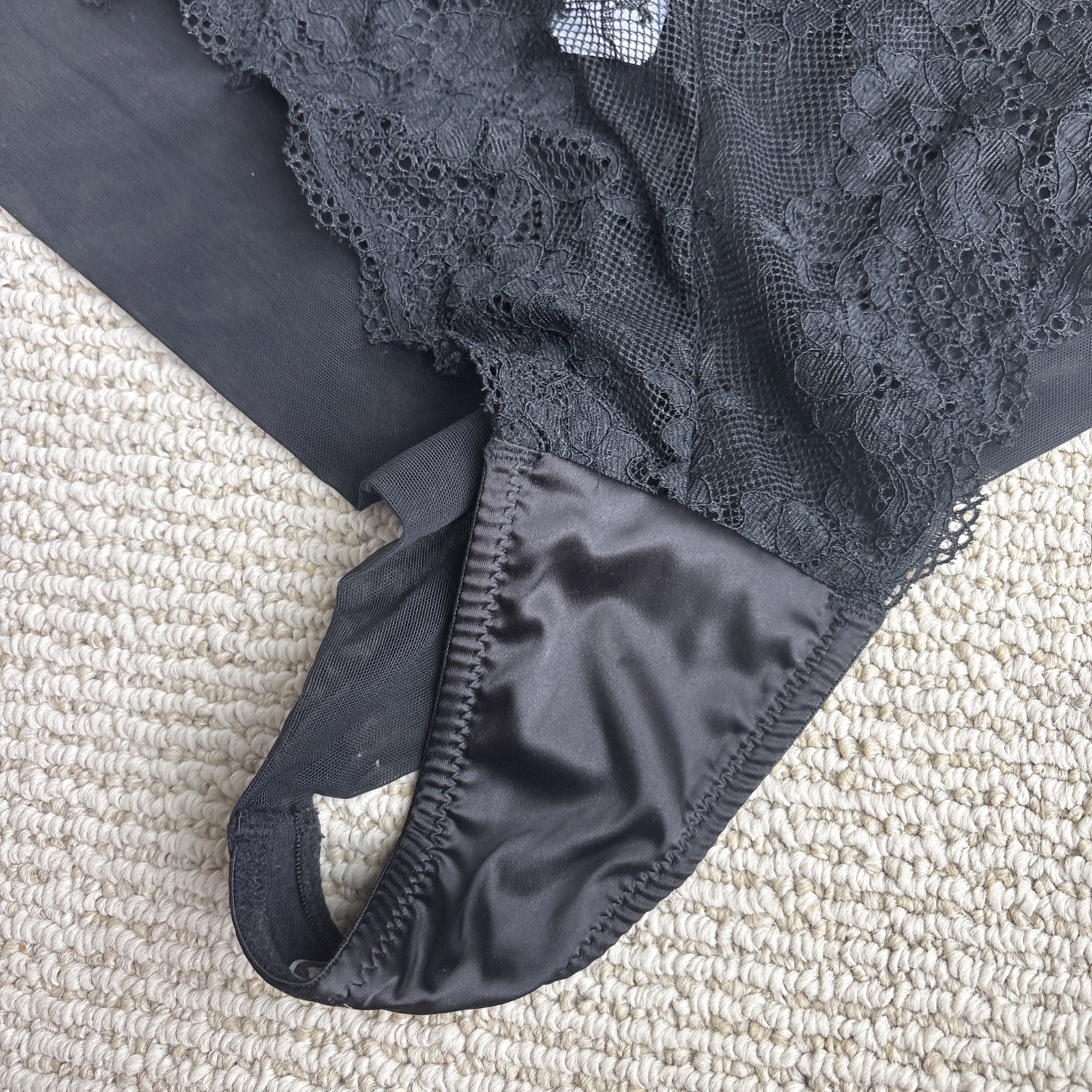 City Chic Boudoir Ladies Plus Alina Thong BLK 14/XS Lace NWT