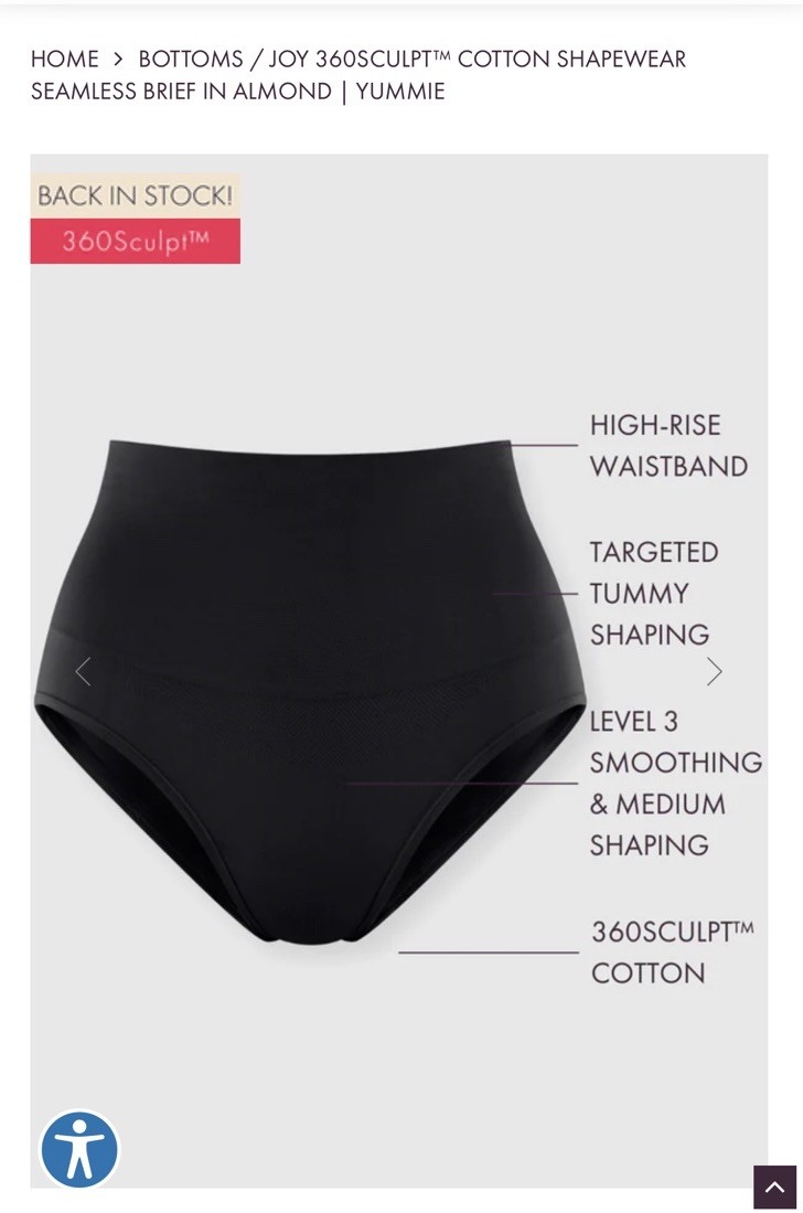 Yummie JOY 360SCULPT™ COTTON SHAPEWEAR SEAMLESS BRIEF S/M 8 Pair BLACK