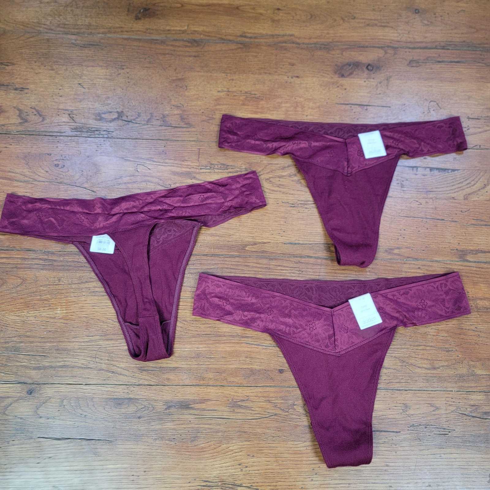 (3) Auden Womens Large (12-14) Cotton Polyester Thong Underwear L Red